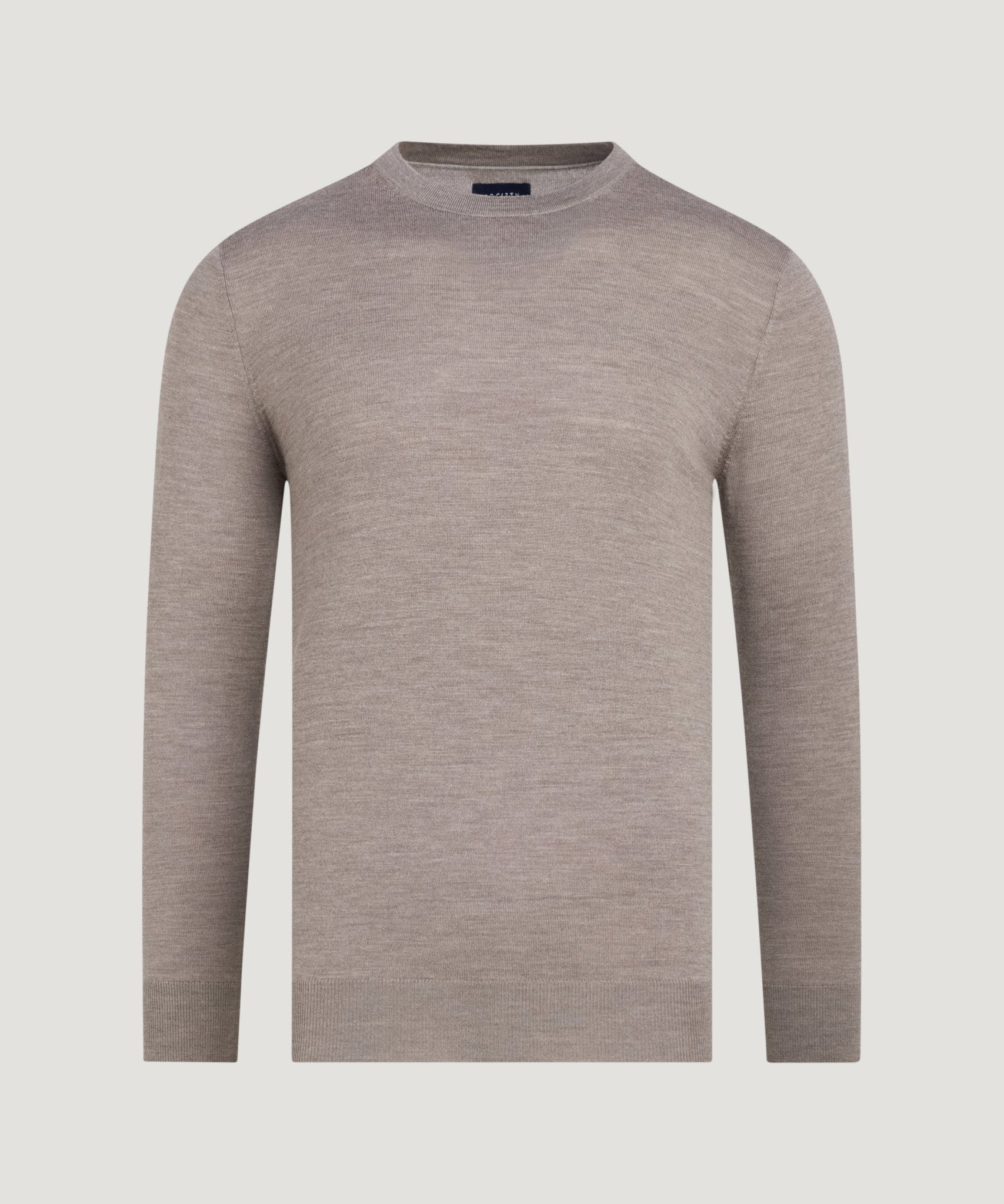 SOCI3TY Limited Fashion Crewneck trui fine merino taupe - THE SOCIETY SHOP