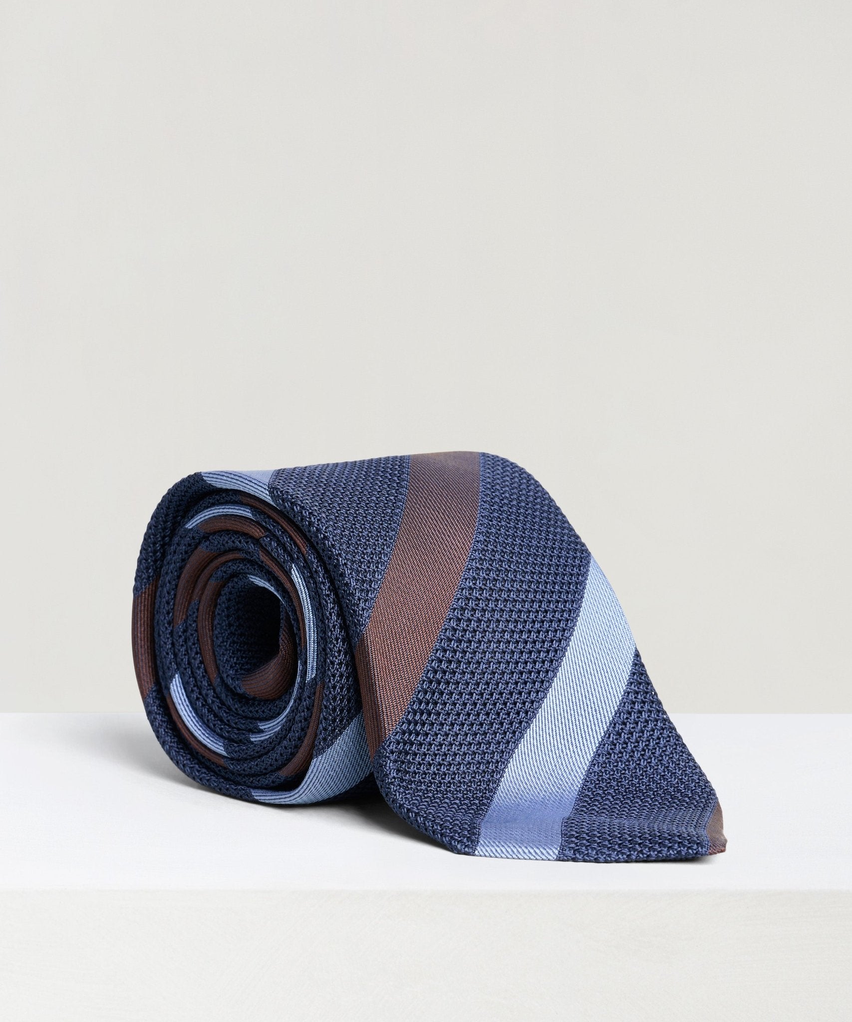 SOCI3TY Das gestreept zijde blauw/bruin - THE SOCIETY SHOP