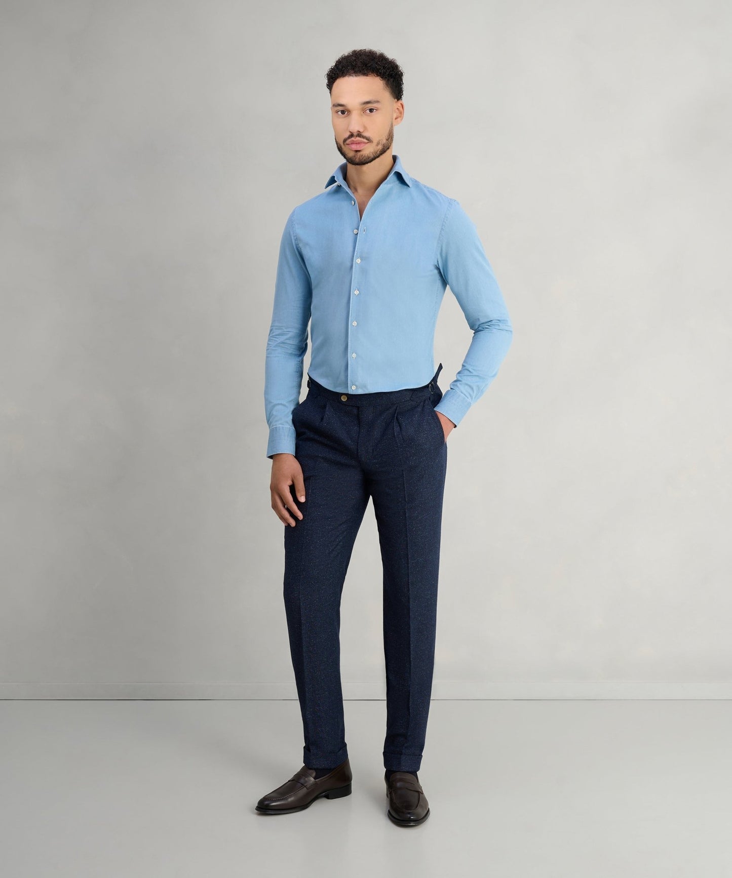 Profuomo Denim overhemd katoen blauw - The Society Shop