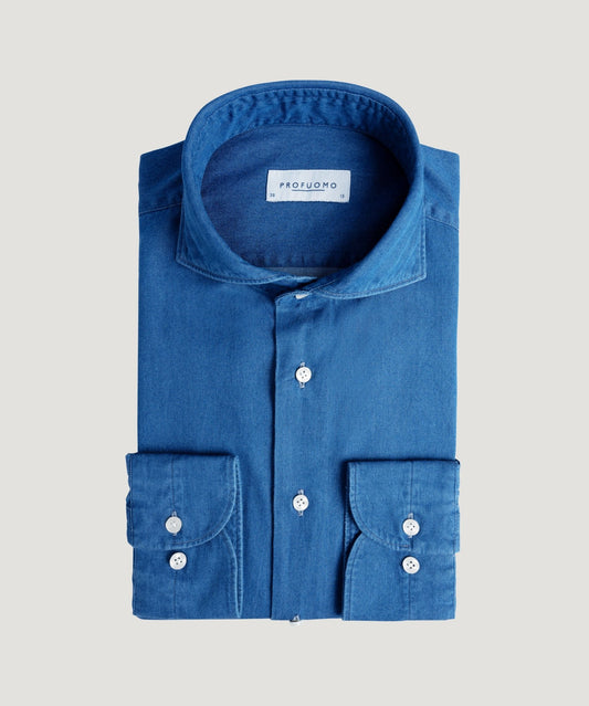 Profuomo Denim overhemd katoen indigo - The Society Shop