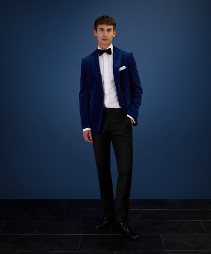 SOCI3TY Limited Dinner jacket velvet stretch blauw (woven by Pontoglio) - The Society Shop