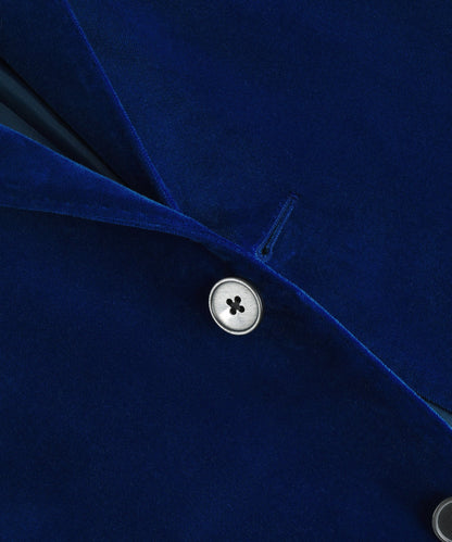 SOCI3TY Limited Dinner jacket velvet stretch blauw (woven by Pontoglio) - The Society Shop