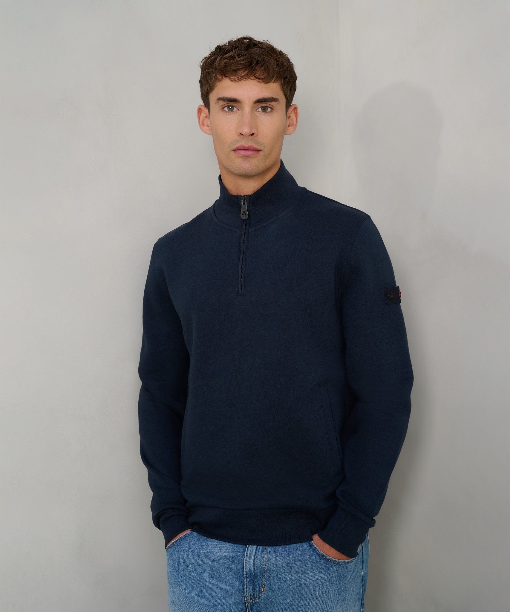 Peuterey Dory sweater half - zip katoen donkerblauw - THE SOCIETY SHOP