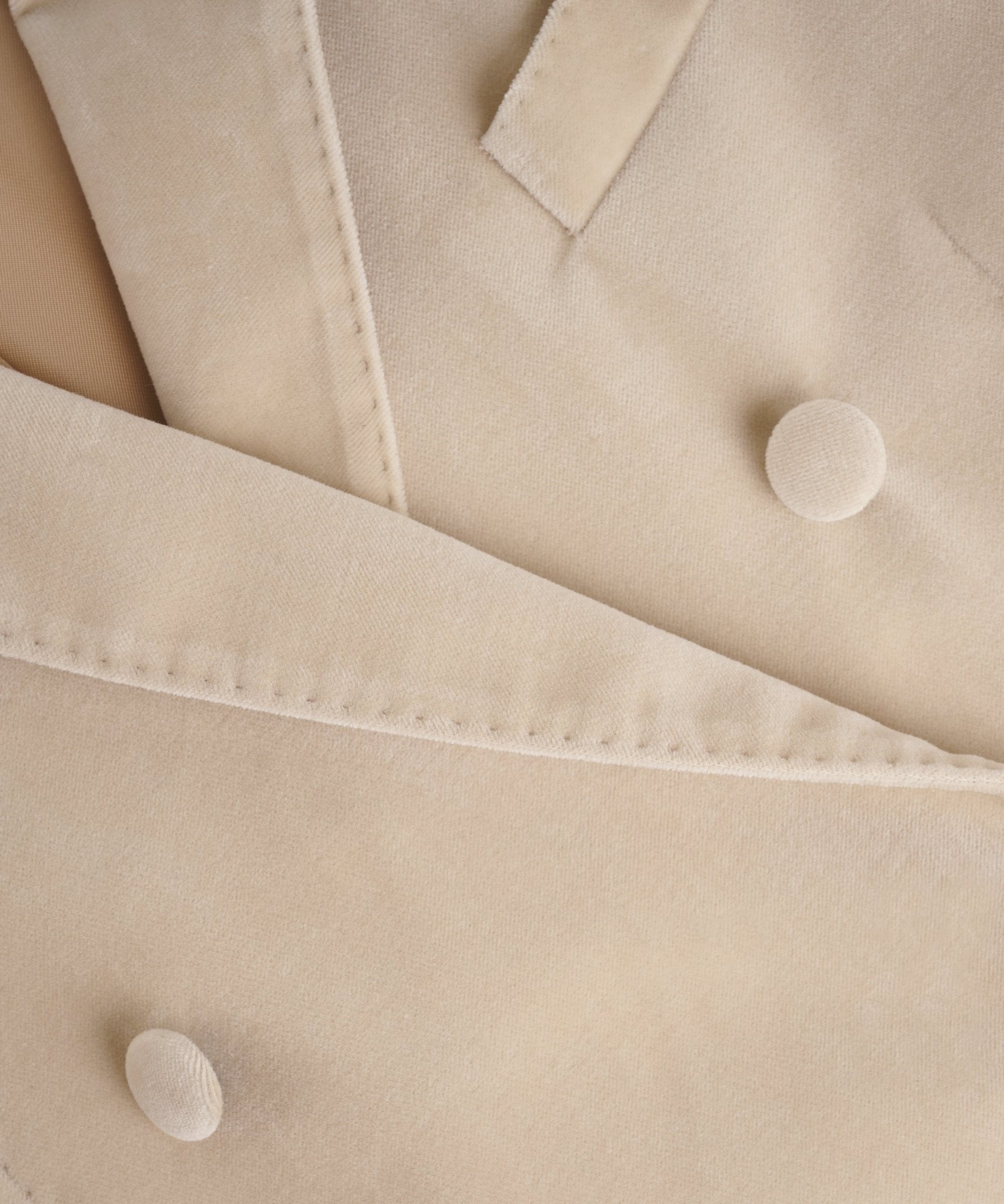 SOCI3TY Limited Double - breasted dinner jacket velvet stretch beige (woven by Pontoglio) - The Society Shop