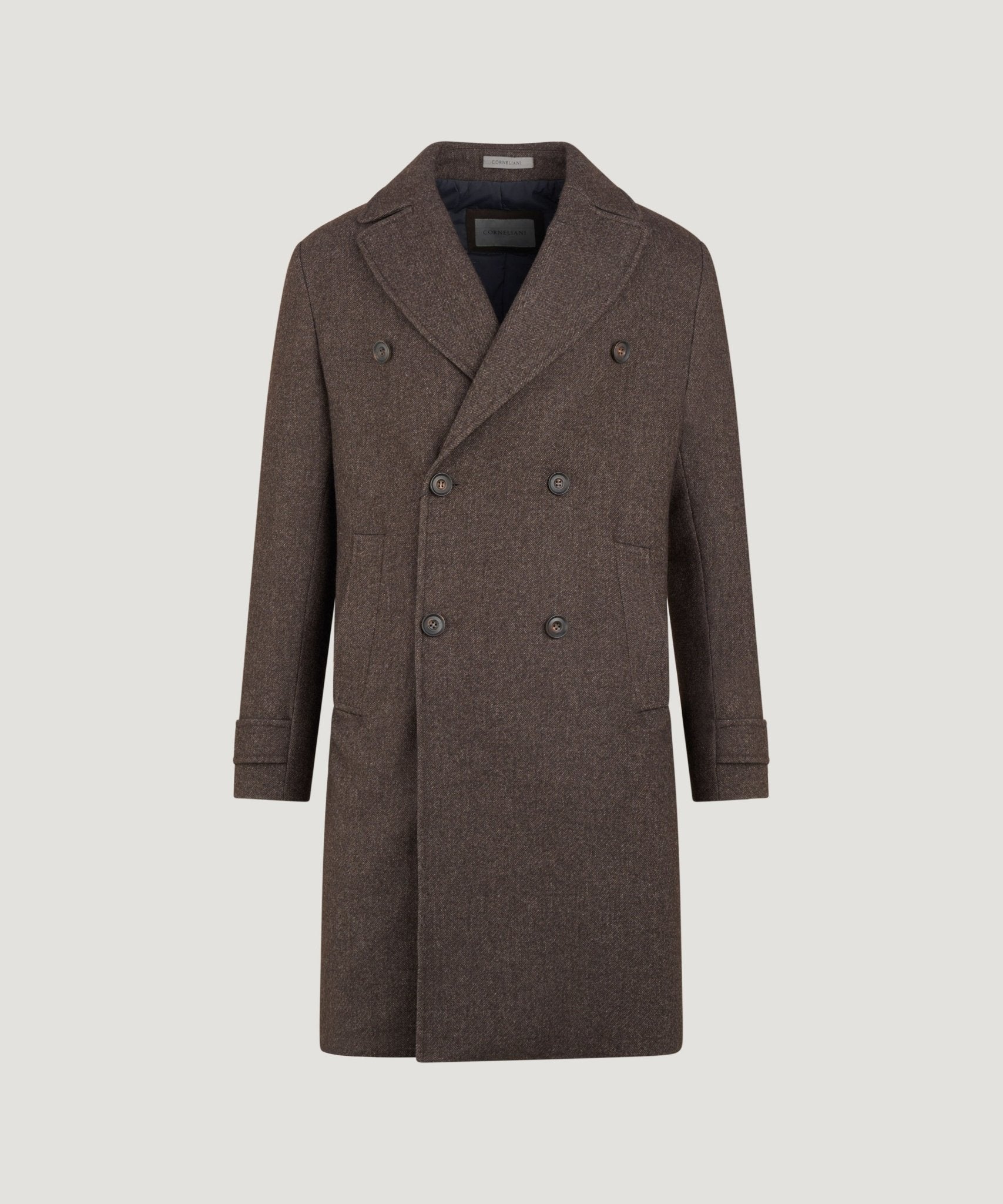Corneliani Double - breasted mantel wol bruin - THE SOCIETY SHOP