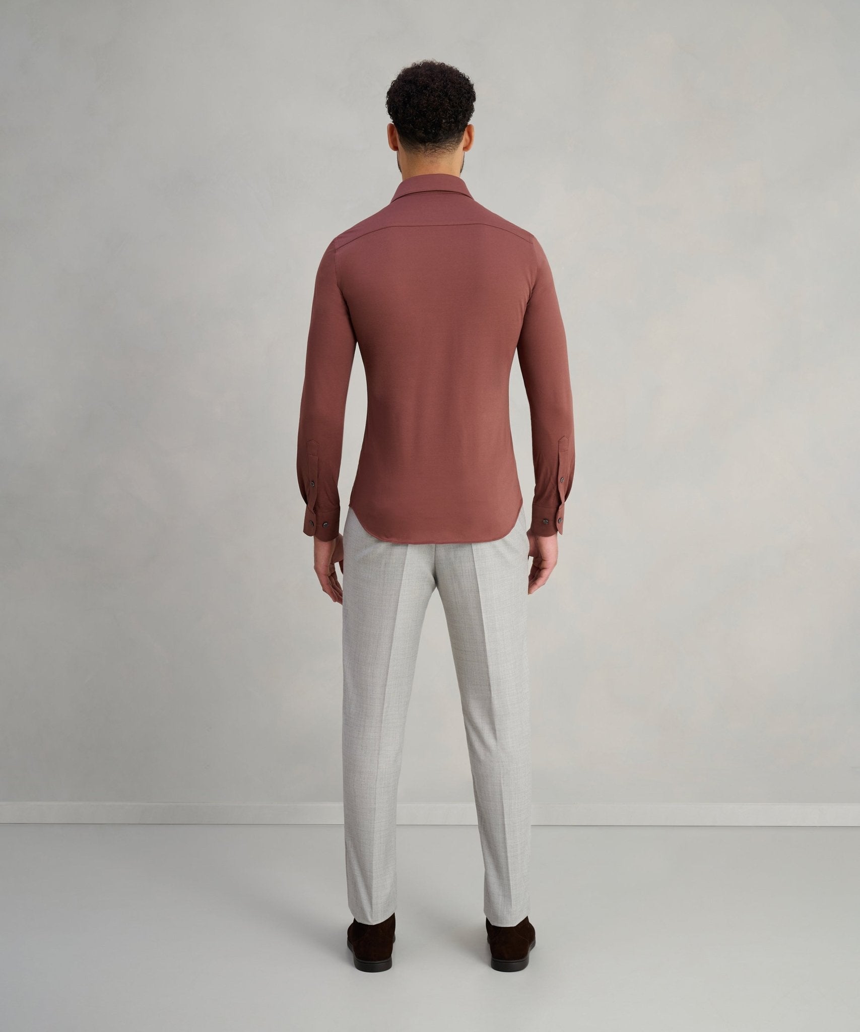 Profuomo Double dye Japanese knitted overhemd katoenmix Tuscan red - The Society Shop