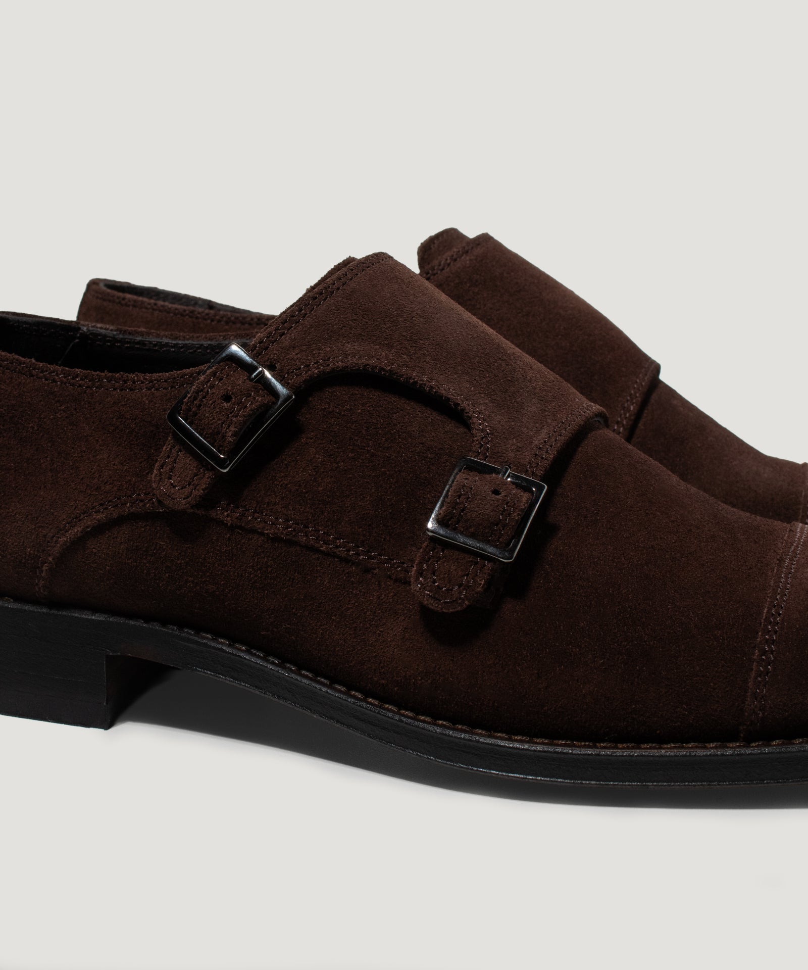 SOCI3TY Limited Fashion Double monk gespschoen suède donkerbruin - THE SOCIETY SHOP