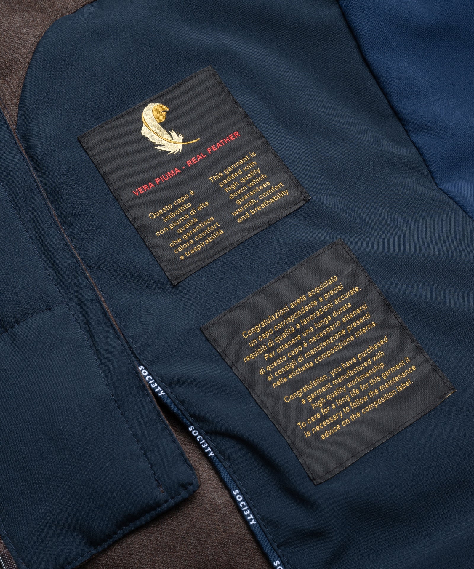 SOCI3TY Limited Fashion Down jacket scheerwol/kasjmier bruin - THE SOCIETY SHOP