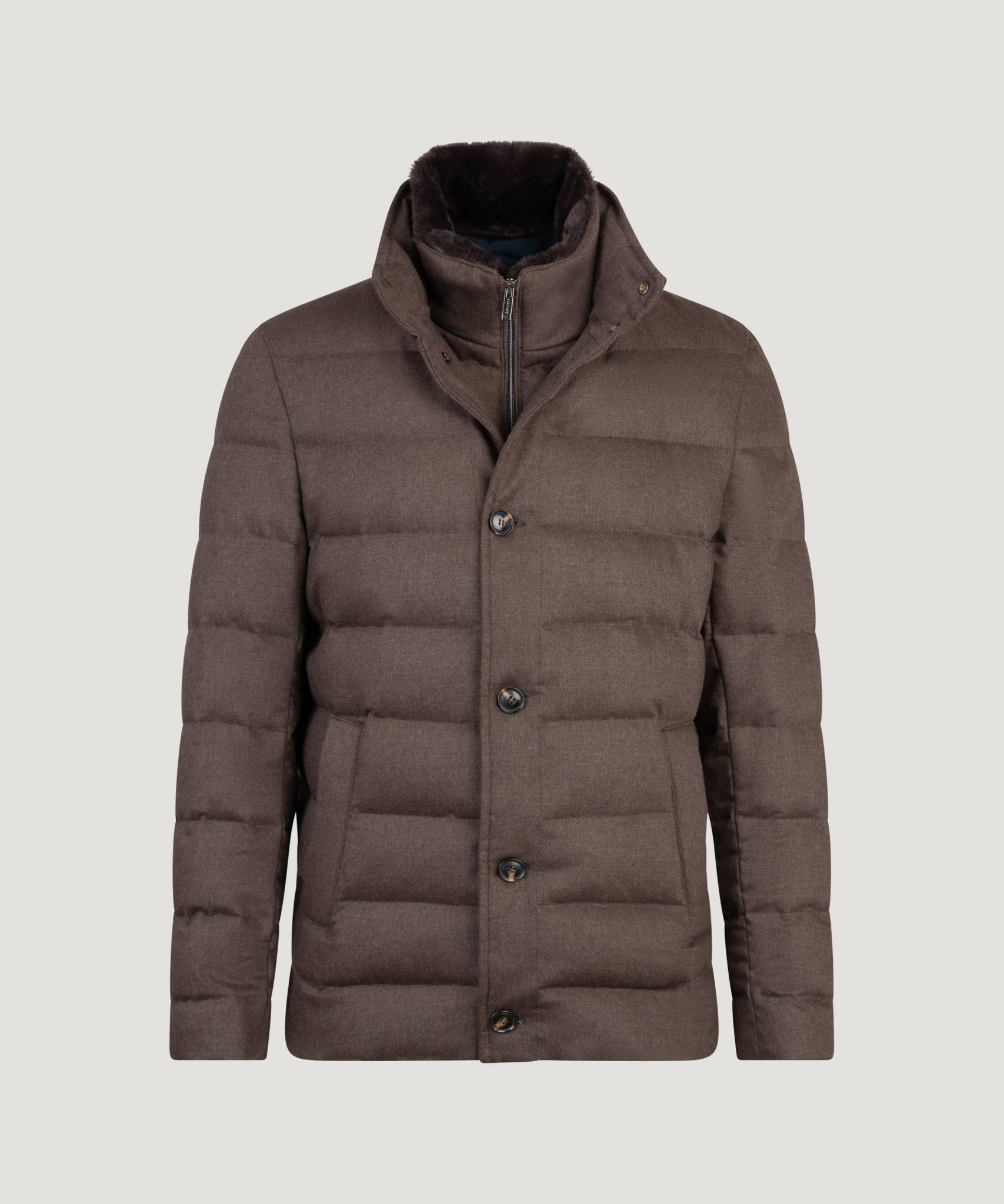 SOCI3TY Limited Fashion Down jacket scheerwol/kasjmier bruin - THE SOCIETY SHOP