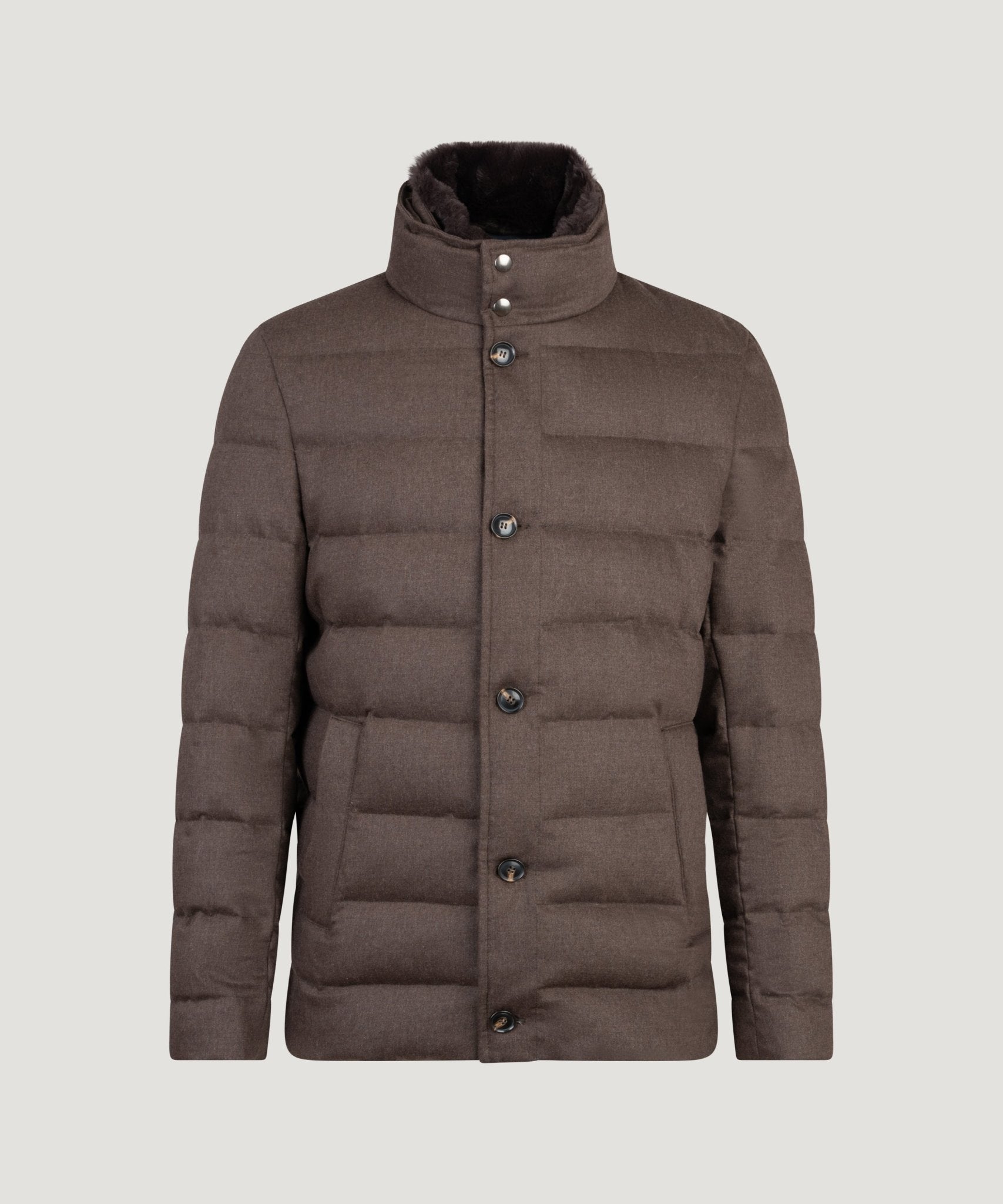 SOCI3TY Limited Fashion Down jacket scheerwol/kasjmier bruin - THE SOCIETY SHOP