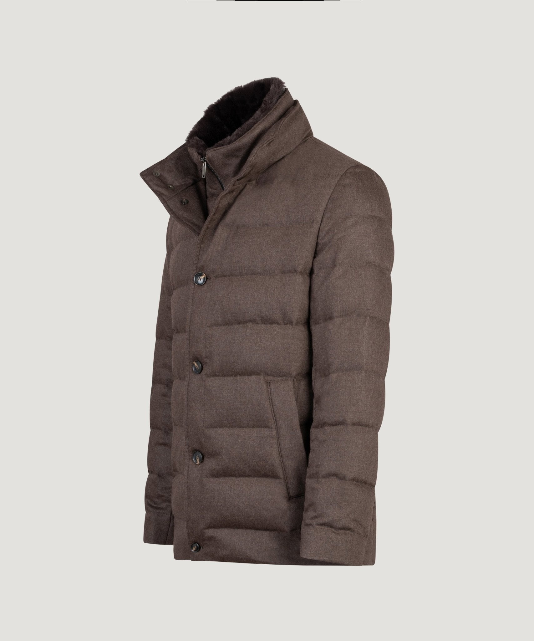 SOCI3TY Limited Fashion Down jacket scheerwol/kasjmier bruin - THE SOCIETY SHOP