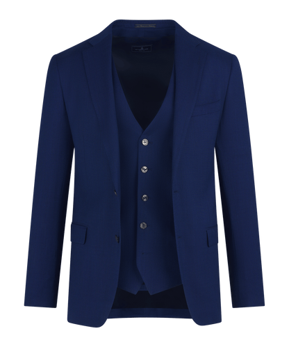 SOCI3TY Driedelig pak donkerblauw 130's wol - The Society Shop