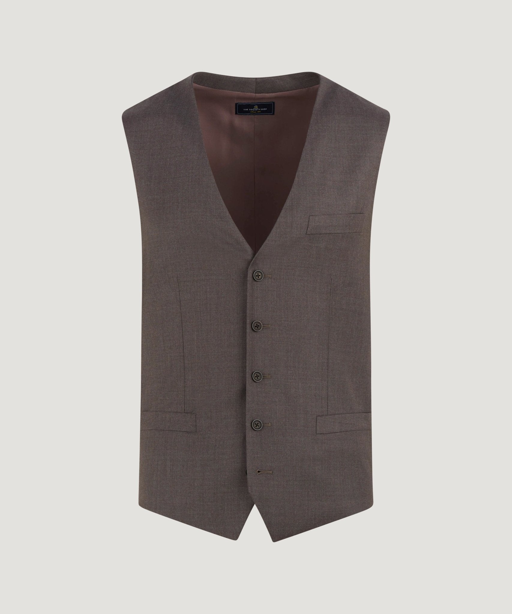 SOCI3TY Limited Driedelig pak Super 130's wol bruin - THE SOCIETY SHOP