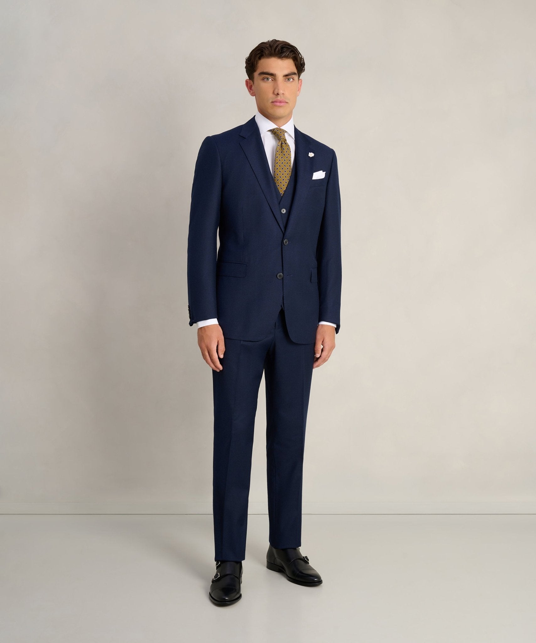 SOCI3TY Limited Driedelig pak Super 130's wol donkerblauw - THE SOCIETY SHOP