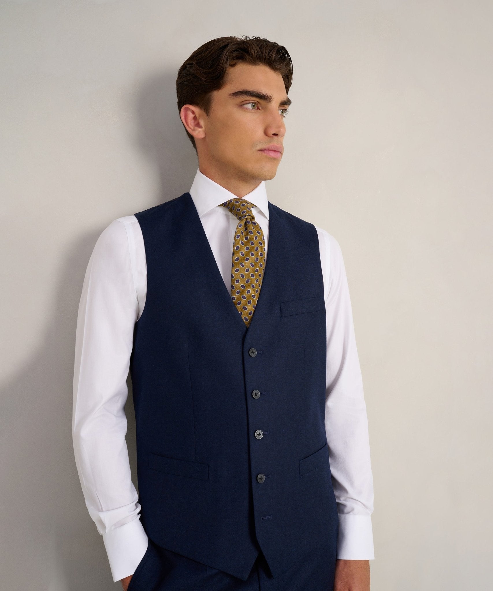 SOCI3TY Limited Driedelig pak Super 130's wol donkerblauw - THE SOCIETY SHOP