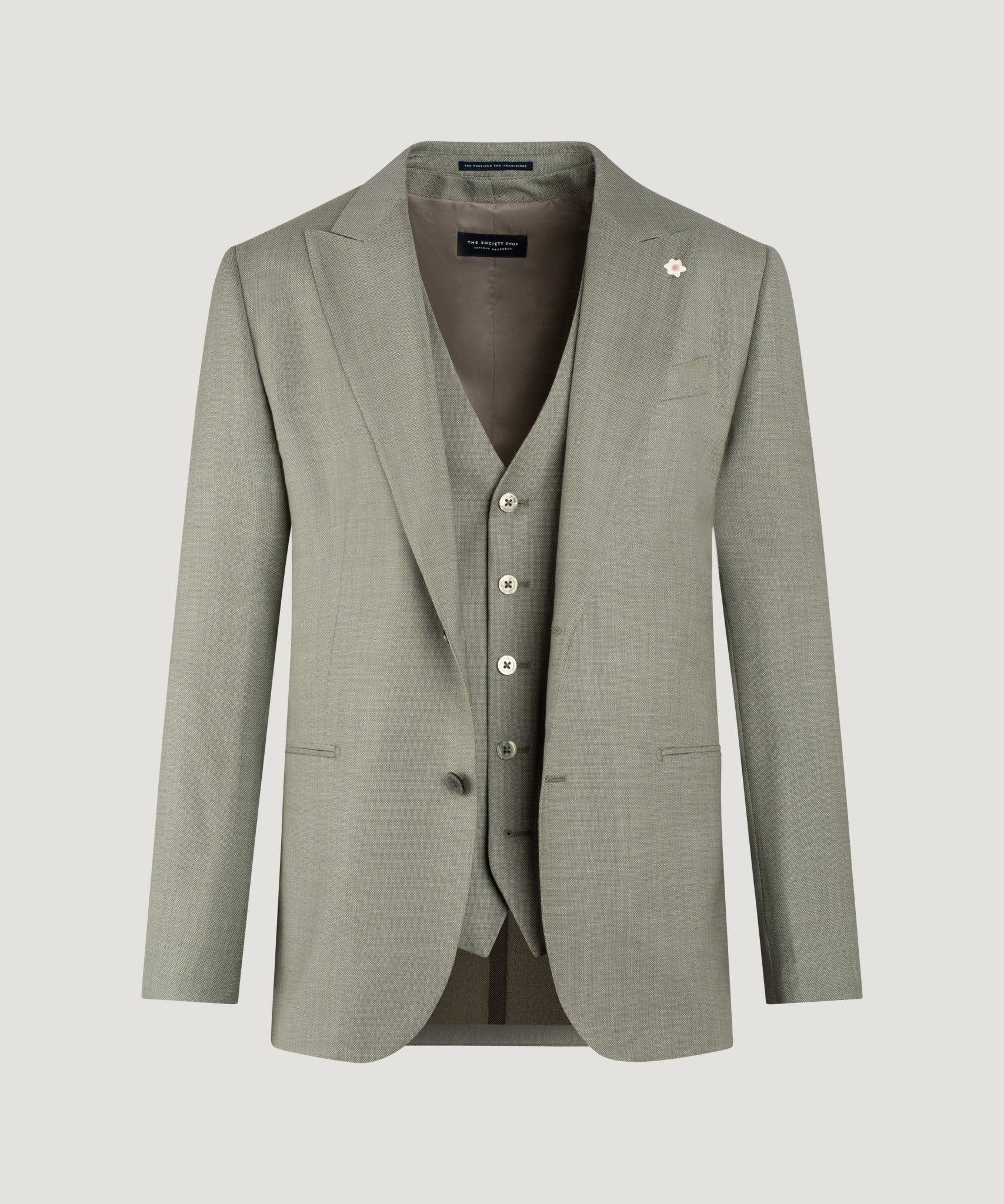 SOCI3TY Limited Fashion Driedelig pak wol birdseye lichtgroen - THE SOCIETY SHOP