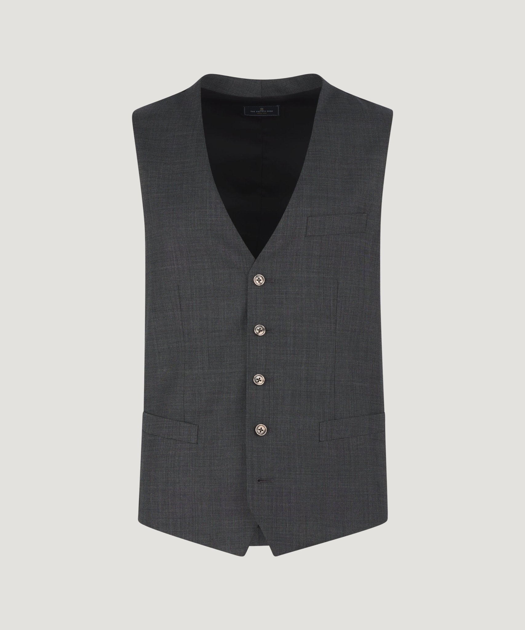 SOCI3TY Limited Driedelig pak wol Super 130's donkergrijs - The Society Shop