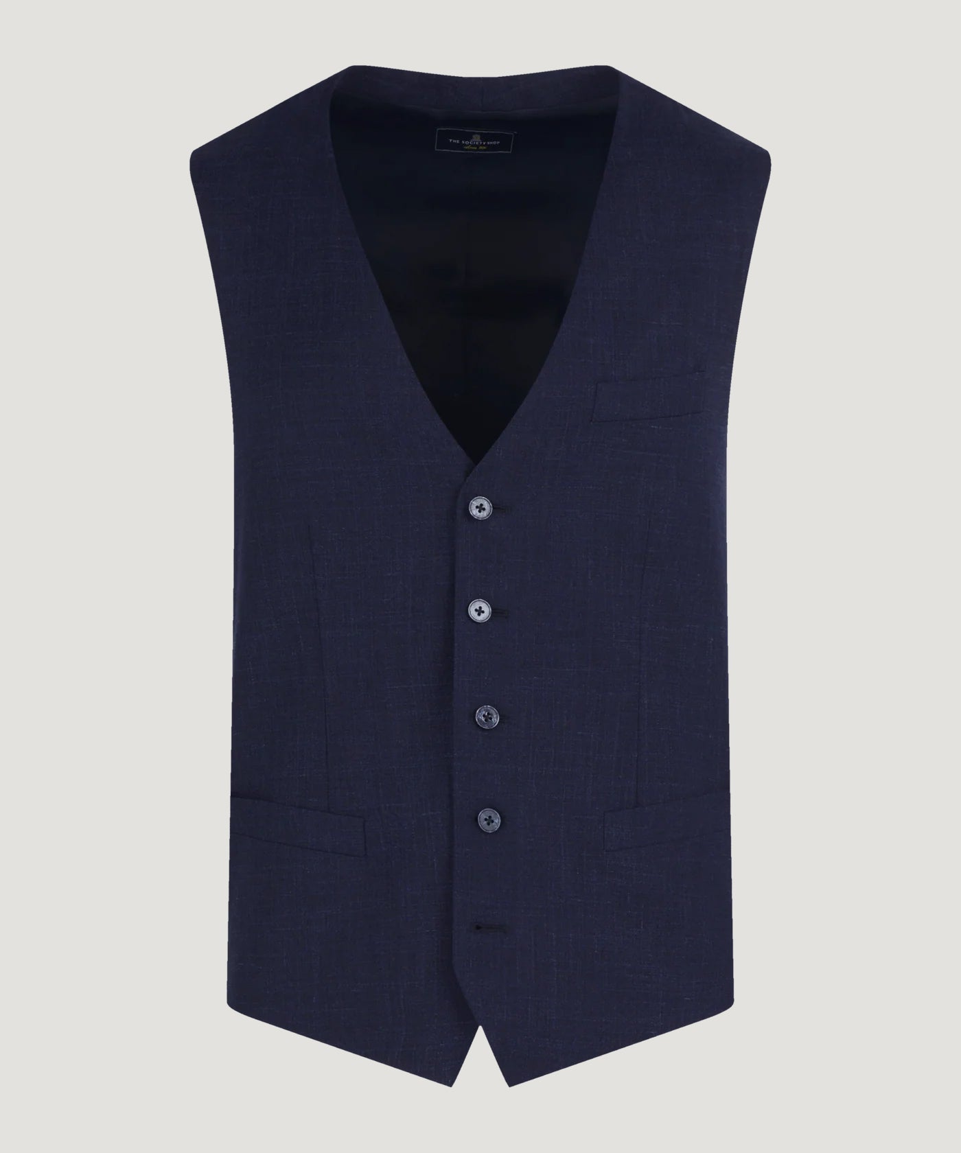 SOCI3TY Driedelig pak wol/linnen/zijde donkerblauw - THE SOCIETY SHOP