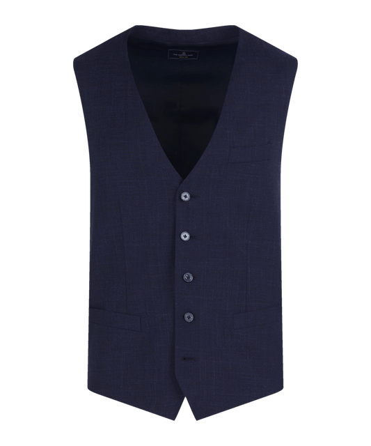SOCI3TY Driedelig pak wol/linnen/zijde donkerblauw - The Society Shop