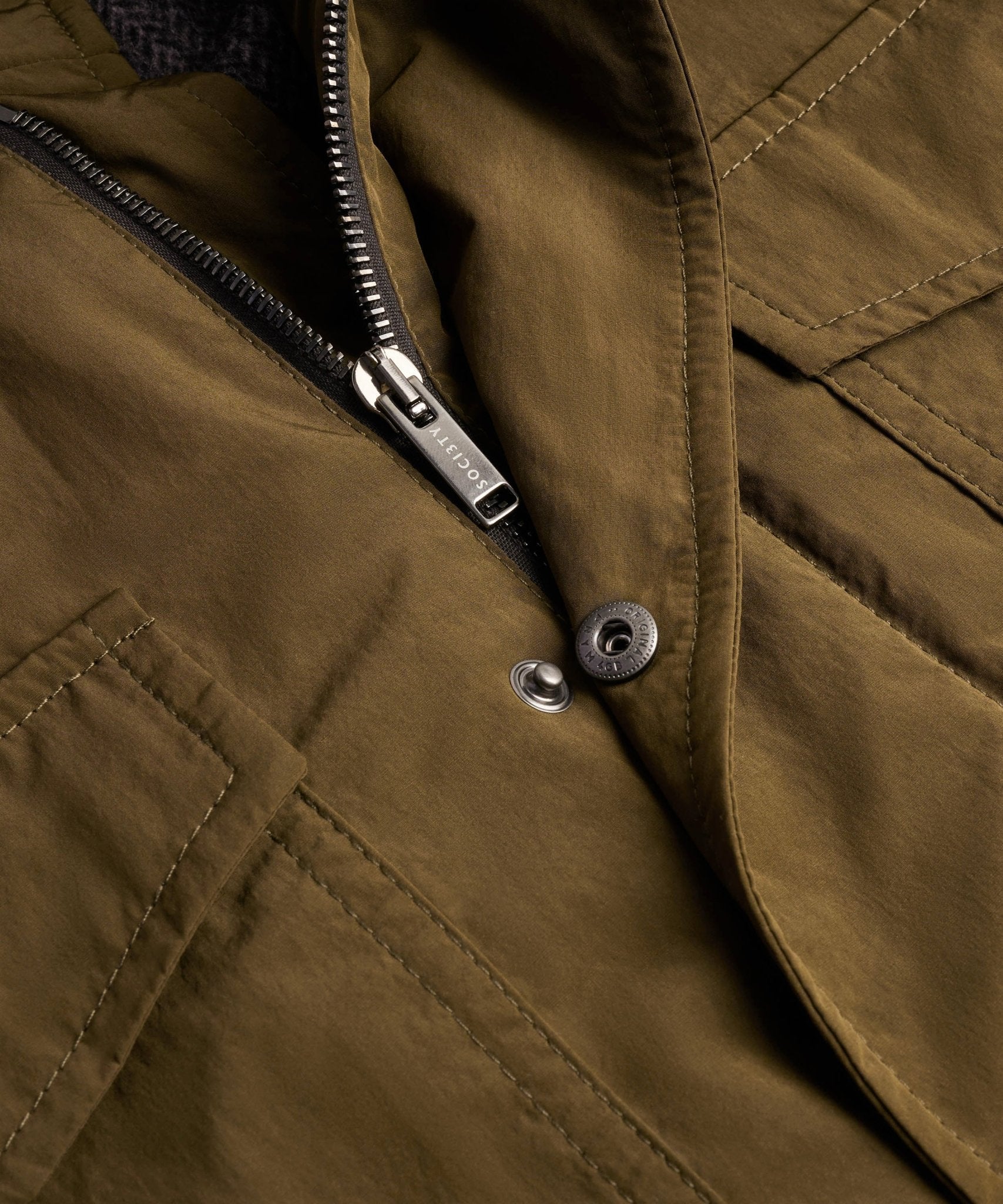 SOCI3TY Field jacket katoen/nylon olijfgroen - THE SOCIETY SHOP
