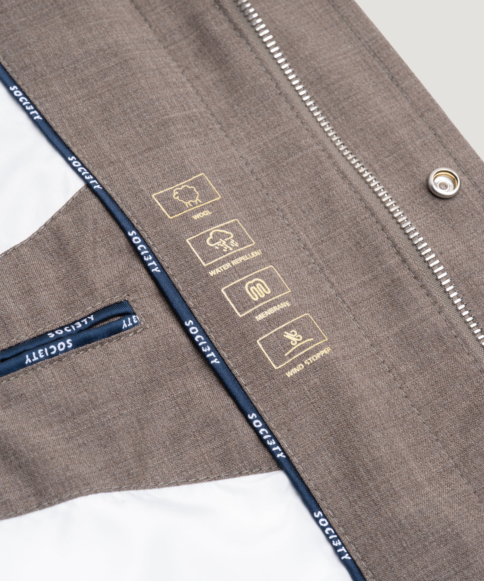 SOCI3TY Limited Fashion Field jacket wol Green Storm System® bruin - THE SOCIETY SHOP