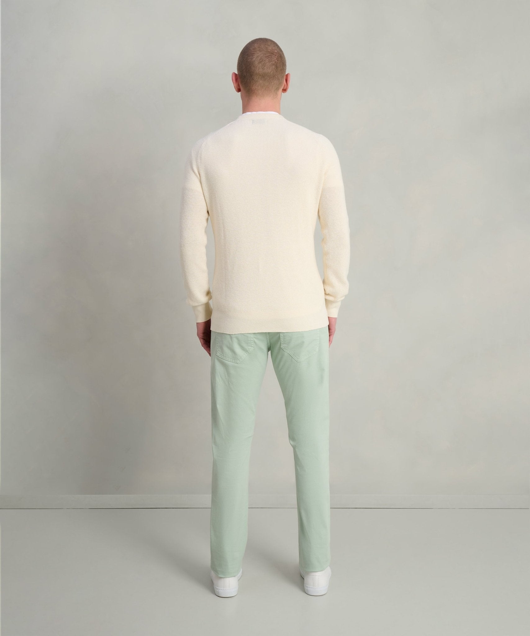 SOCI3TY Fisherman ribbed trui crewneck katoen off - white - THE SOCIETY SHOP