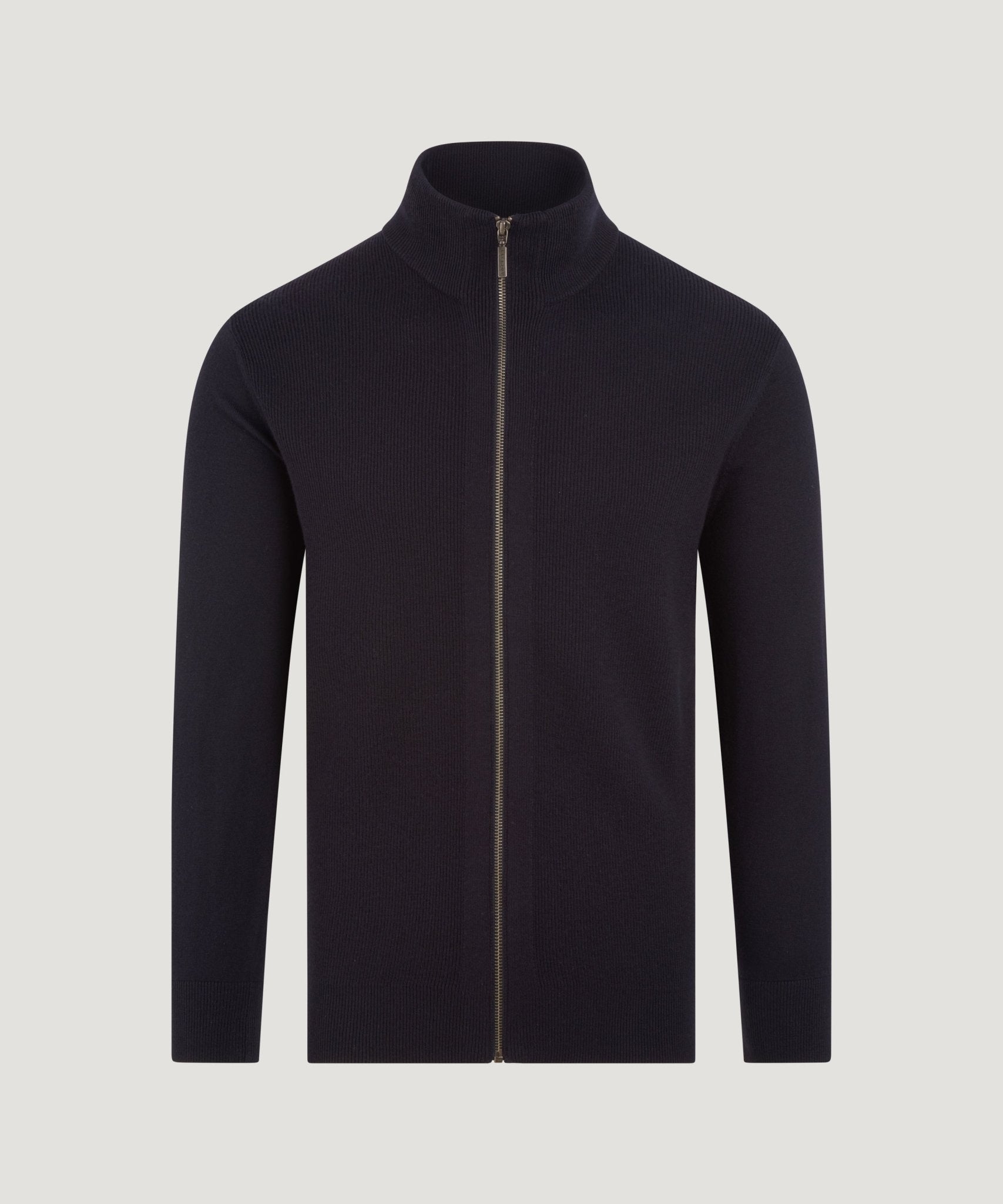 SOCI3TY Limited Full - zip knitted vest extrafine merino/katoen donkerblauw - THE SOCIETY SHOP