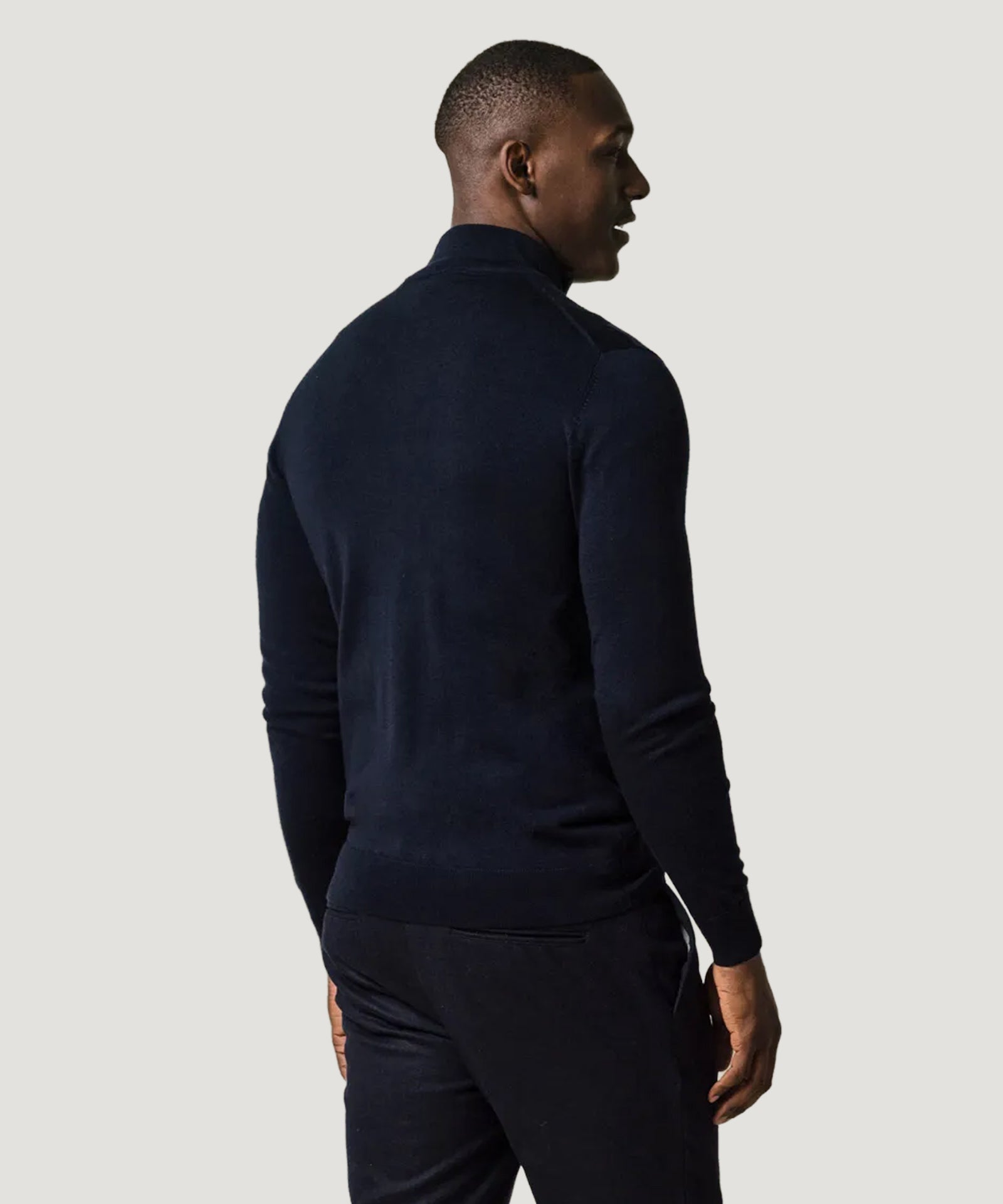 Profuomo Full - zip merino cardigan donkerblauw - THE SOCIETY SHOP