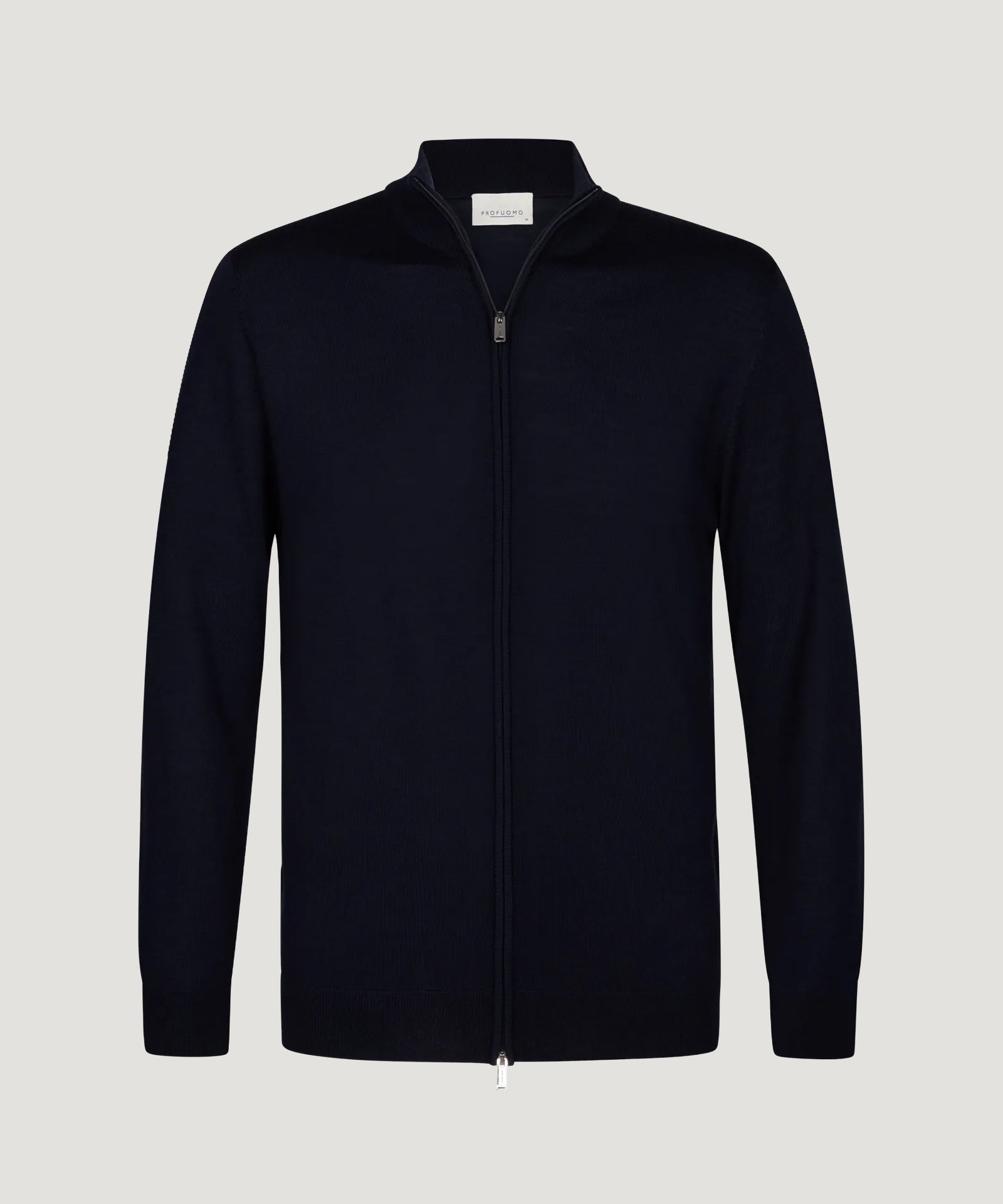 Profuomo Full - zip merino cardigan donkerblauw - THE SOCIETY SHOP