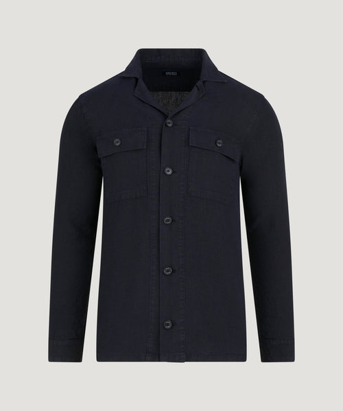 Gaia overshirt gewassen linnen donkerblauw