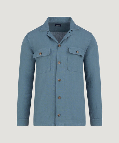 Gaia overshirt gewassen linnen faded blue