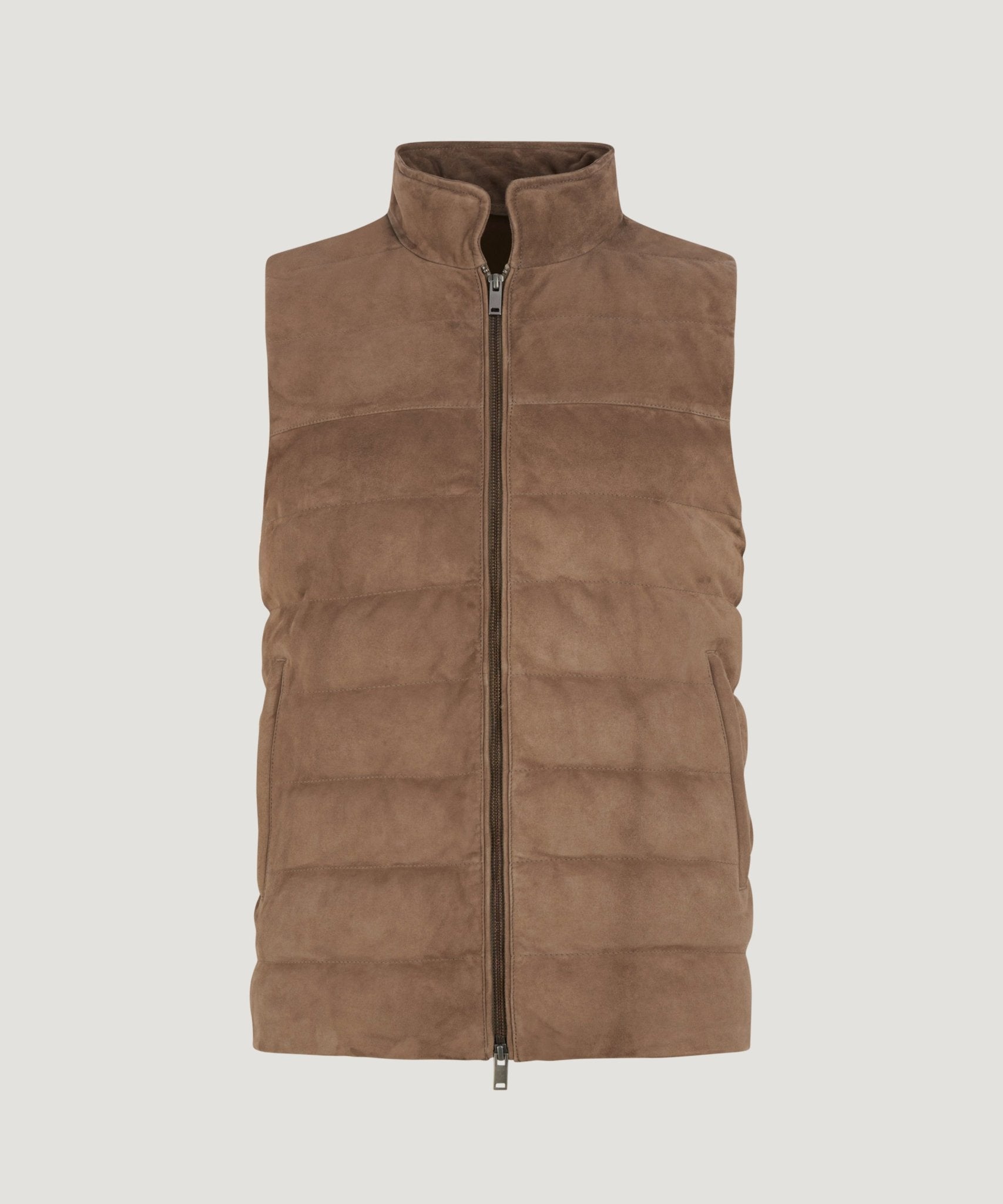 SOCI3TY Limited Gewatteerde bodywarmer suède bruin - THE SOCIETY SHOP