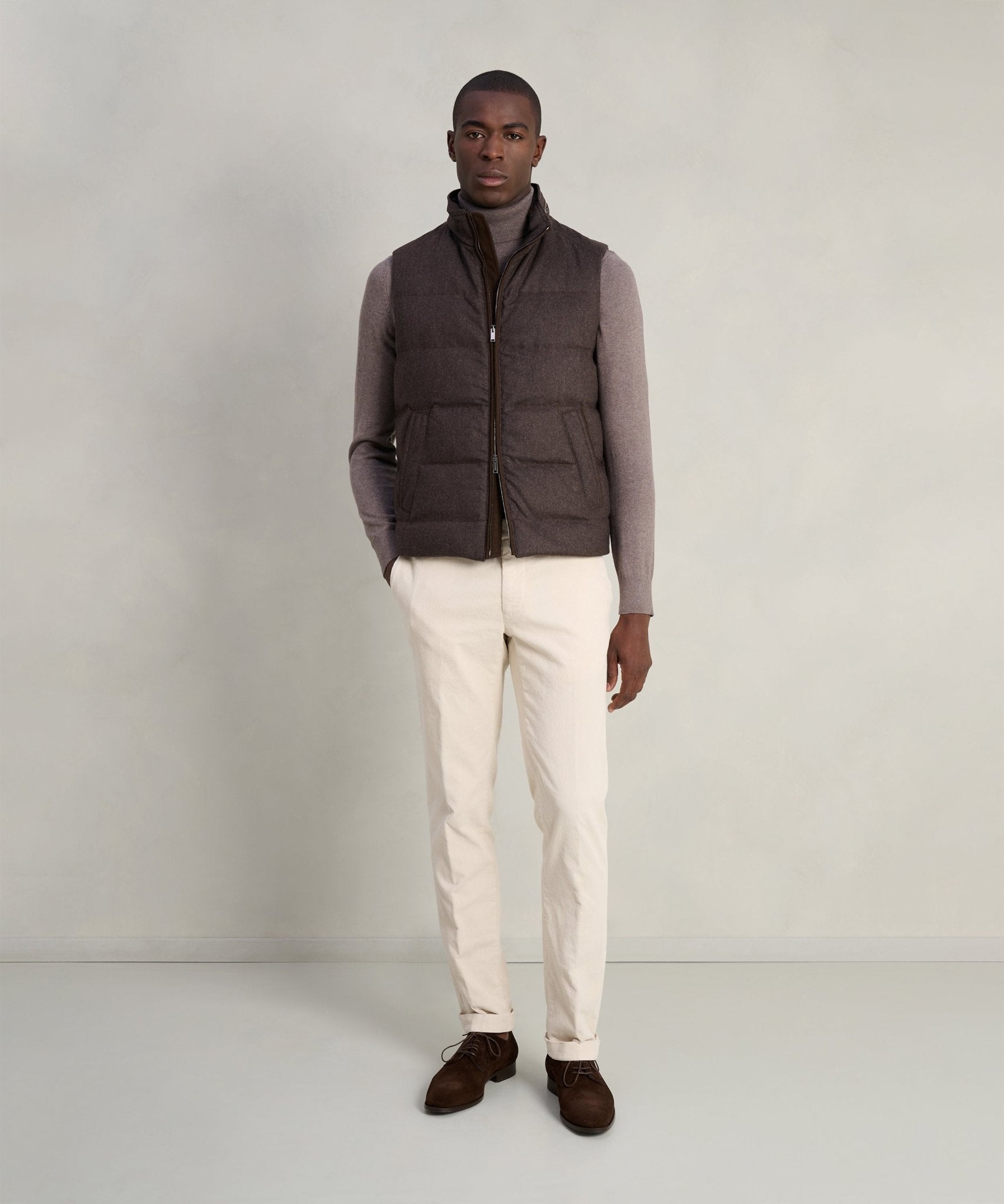 SOCI3TY Limited Gewatteerde bodywarmer wol donkerbruin - THE SOCIETY SHOP