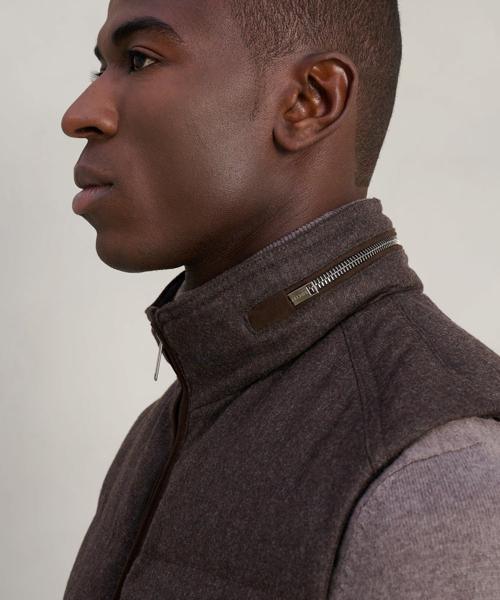SOCI3TY Limited Gewatteerde bodywarmer wol donkerbruin - THE SOCIETY SHOP