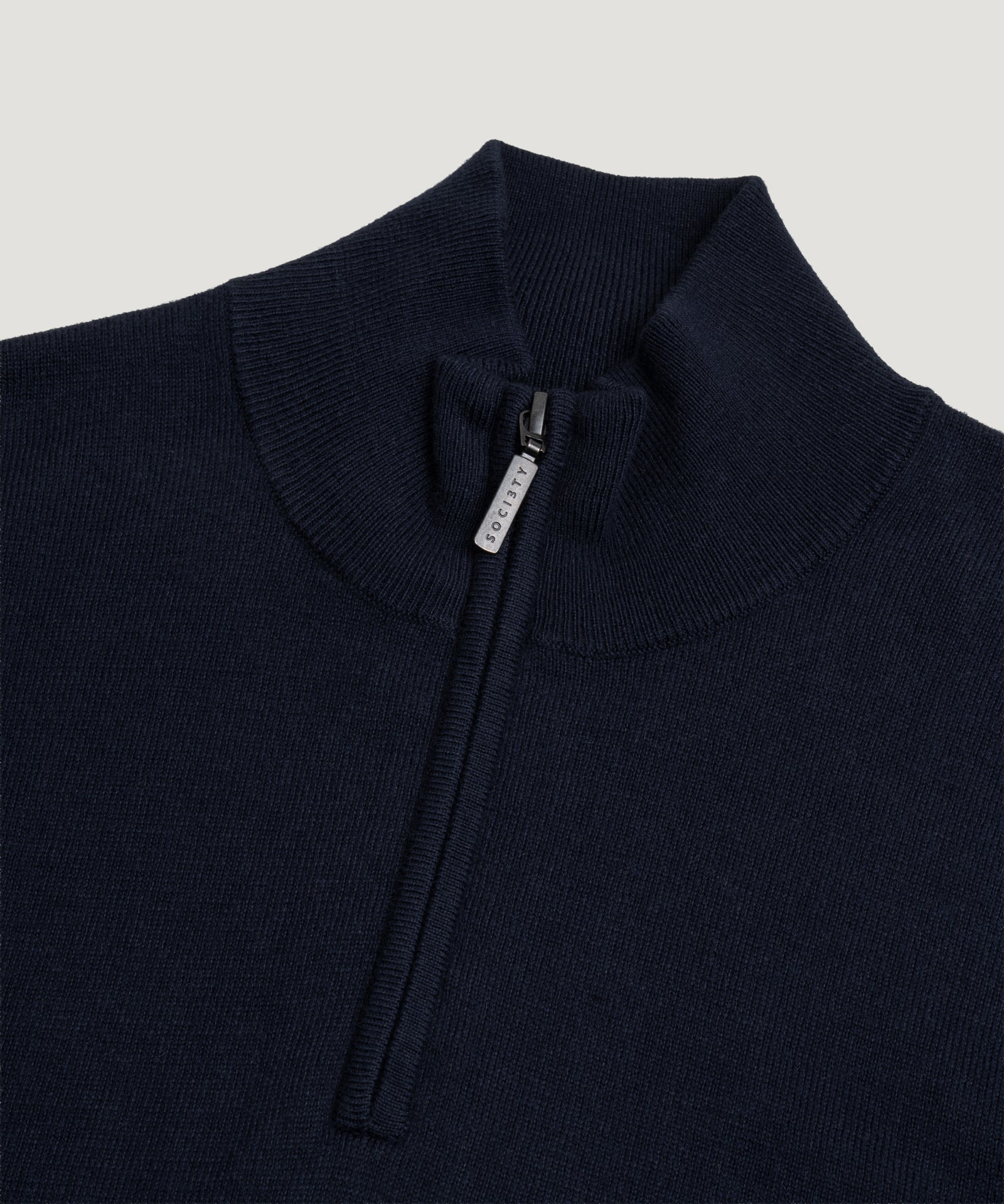 SOCI3TY Limited Fashion Half-zip trui Cotton Cashmere donkerblauw - THE SOCIETY SHOP