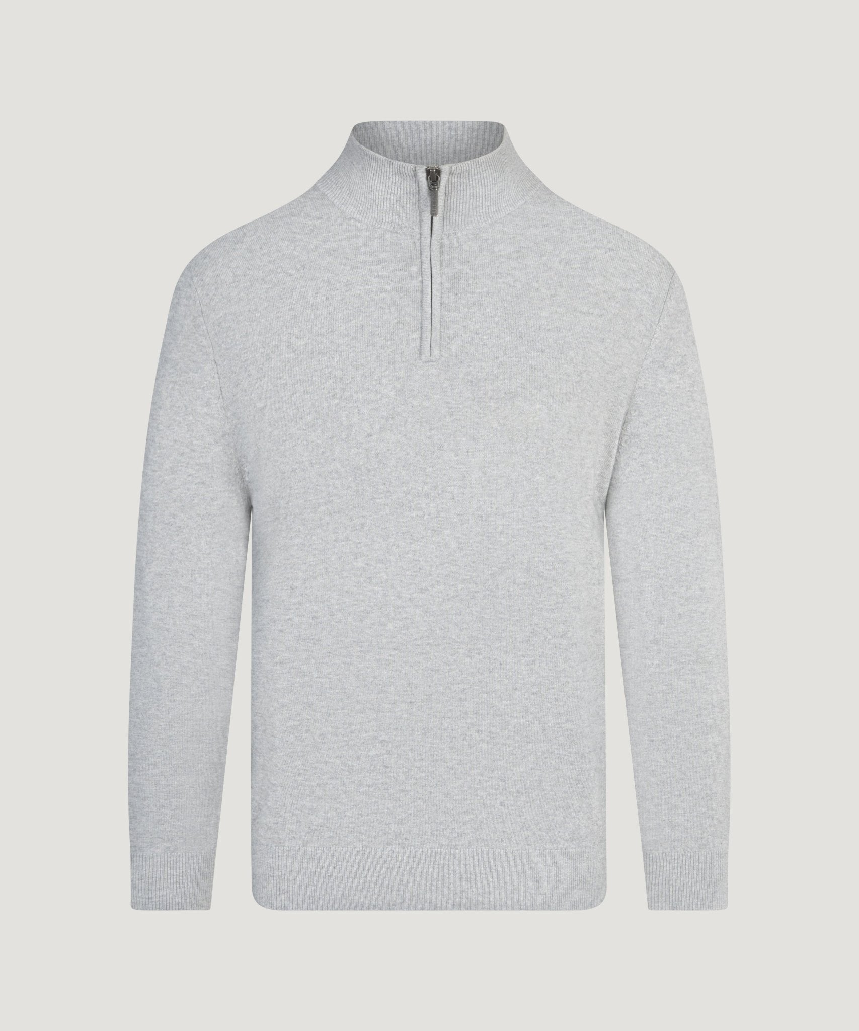 SOCI3TY Limited Fashion Half-zip trui Cotton Cashmere lichtgrijs - THE SOCIETY SHOP