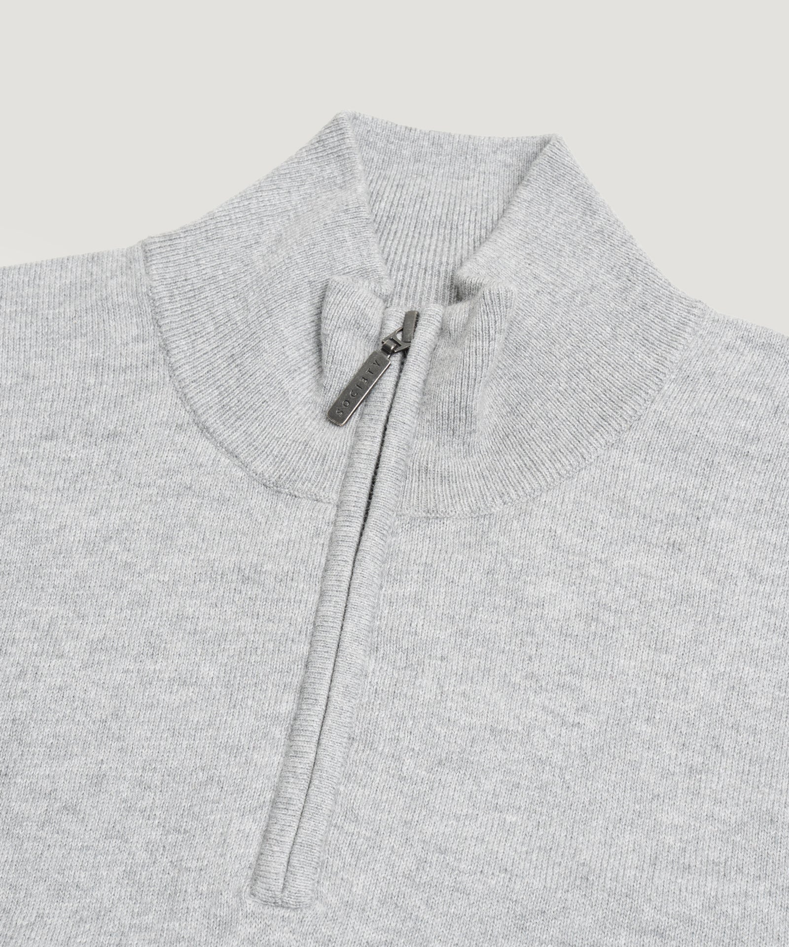 SOCI3TY Limited Fashion Half-zip trui Cotton Cashmere lichtgrijs - THE SOCIETY SHOP