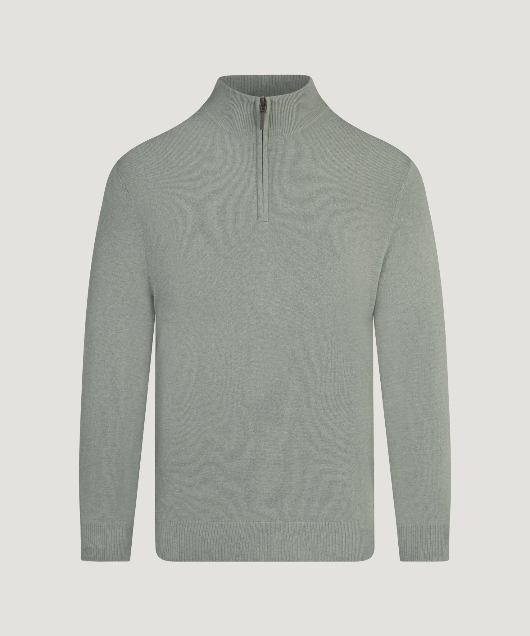 SOCI3TY Limited Fashion Half-zip trui Cotton Cashmere saliegroen - THE SOCIETY SHOP