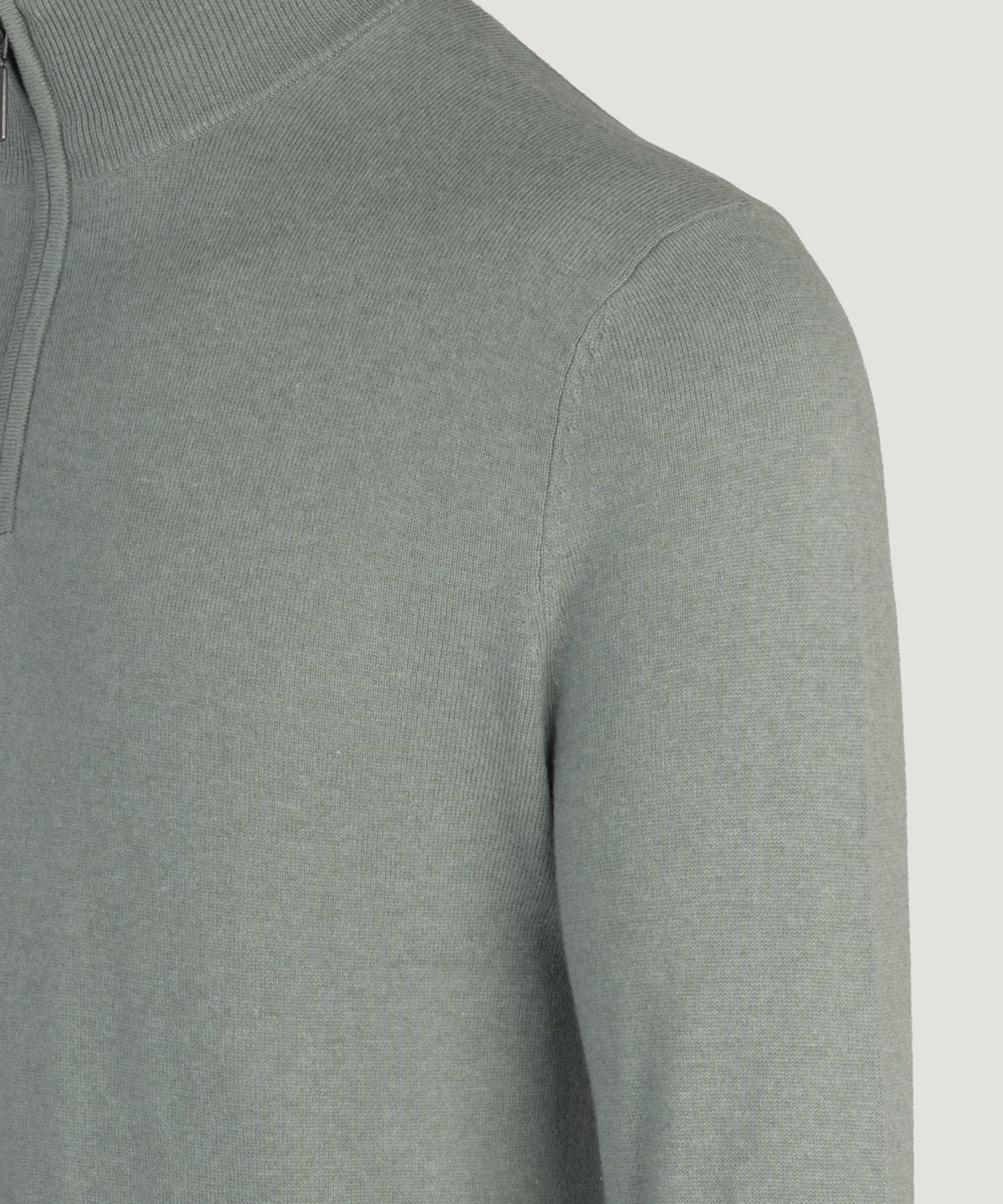 SOCI3TY Limited Fashion Half-zip trui Cotton Cashmere saliegroen - THE SOCIETY SHOP