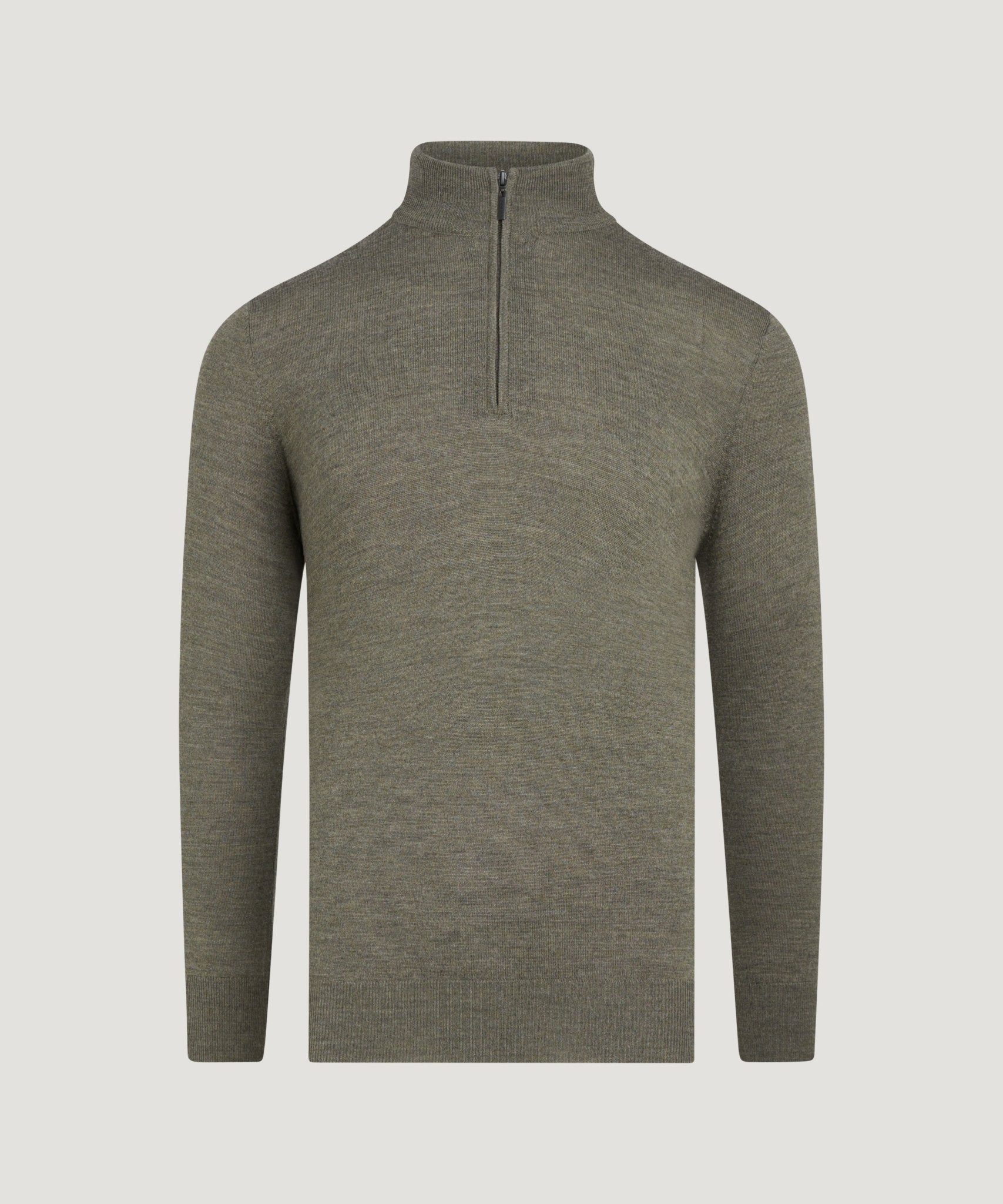 SOCI3TY Limited Fashion Half - zip trui fine merino groen gemêleerd - THE SOCIETY SHOP
