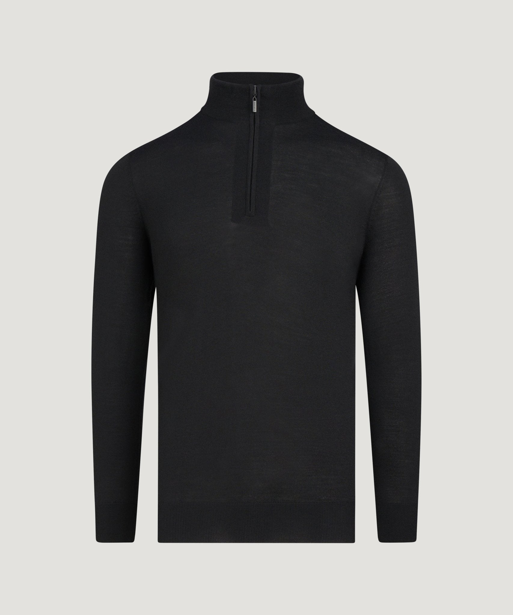 SOCI3TY Limited Fashion Half - zip trui fine merino zwart - THE SOCIETY SHOP