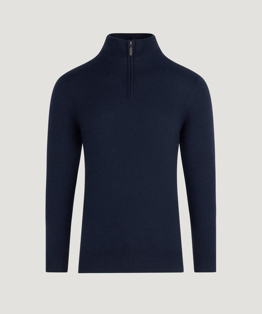 SOCI3TY Half - zip trui kasjmier donkerblauw - The Society Shop