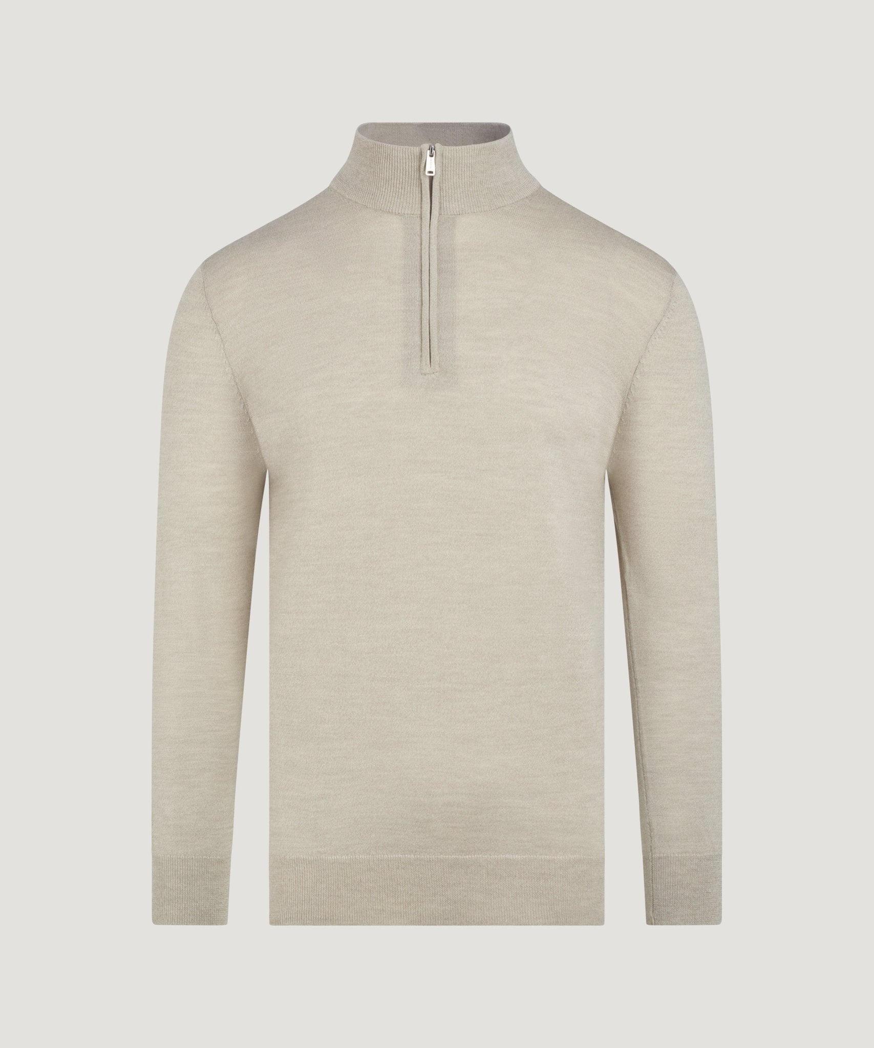 Profuomo Half - zip trui merinowol beige - THE SOCIETY SHOP