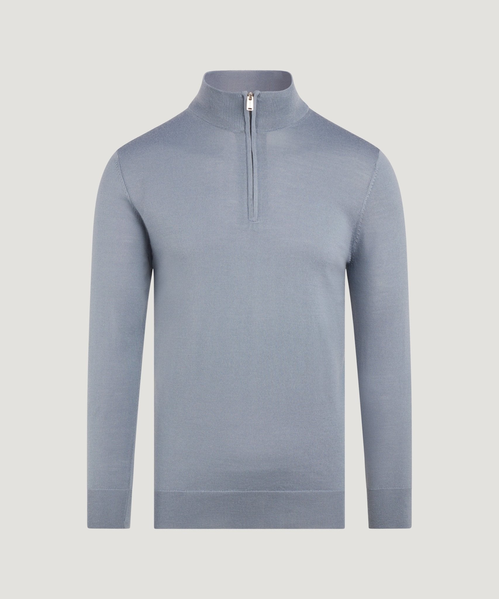 Profuomo Half - zip trui merinowol blauw - THE SOCIETY SHOP