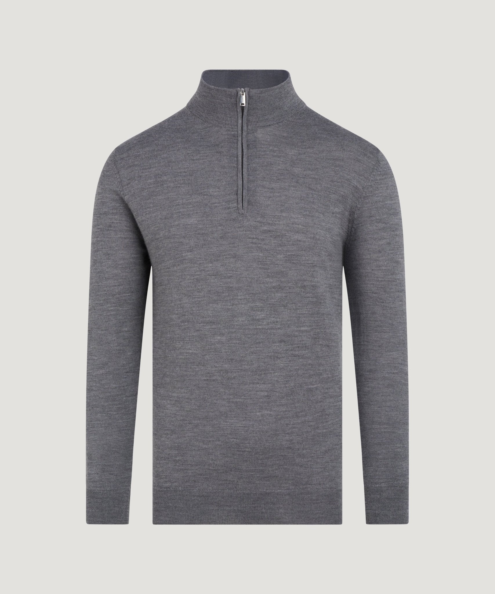 Profuomo Half - zip trui merinowol grijs - THE SOCIETY SHOP