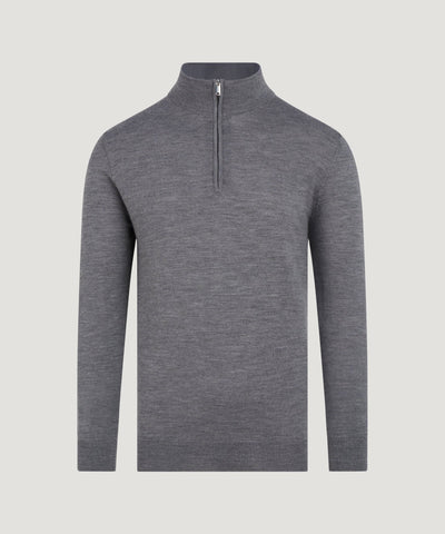 Profuomo Half - zip trui merinowol grijs - THE SOCIETY SHOP