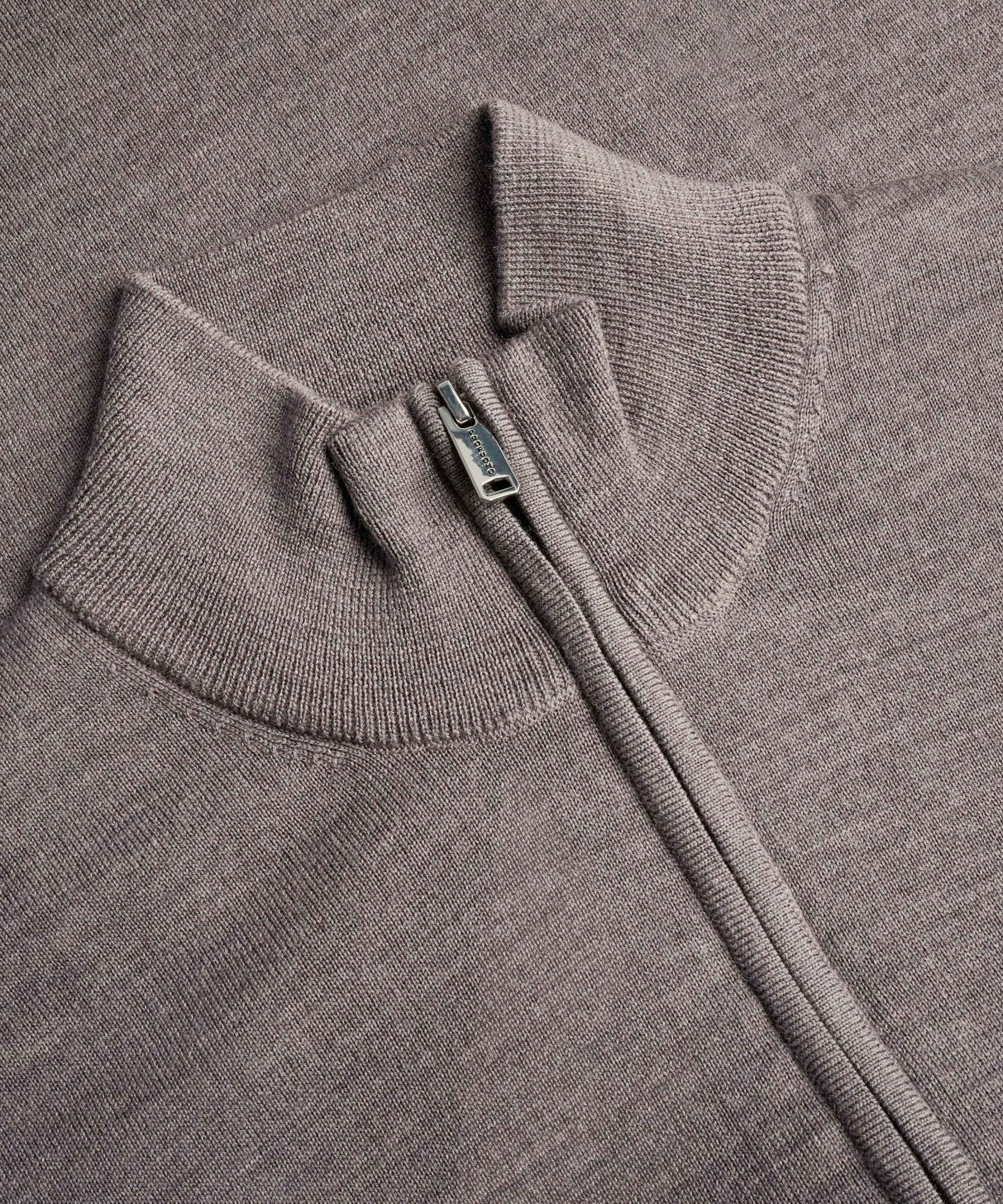 Profuomo Half - zip trui merinowol taupe - THE SOCIETY SHOP