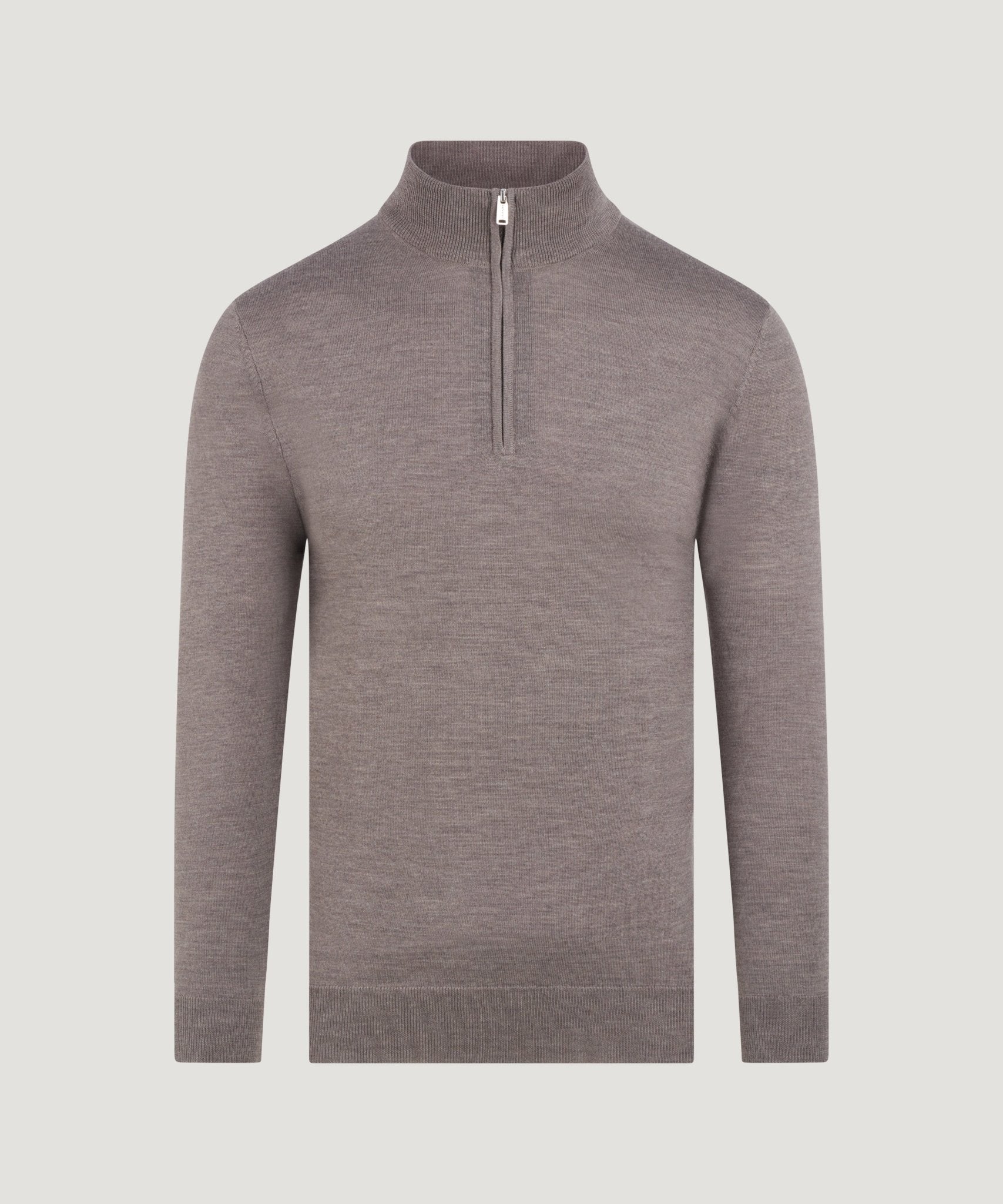 Profuomo Half - zip trui merinowol taupe - THE SOCIETY SHOP