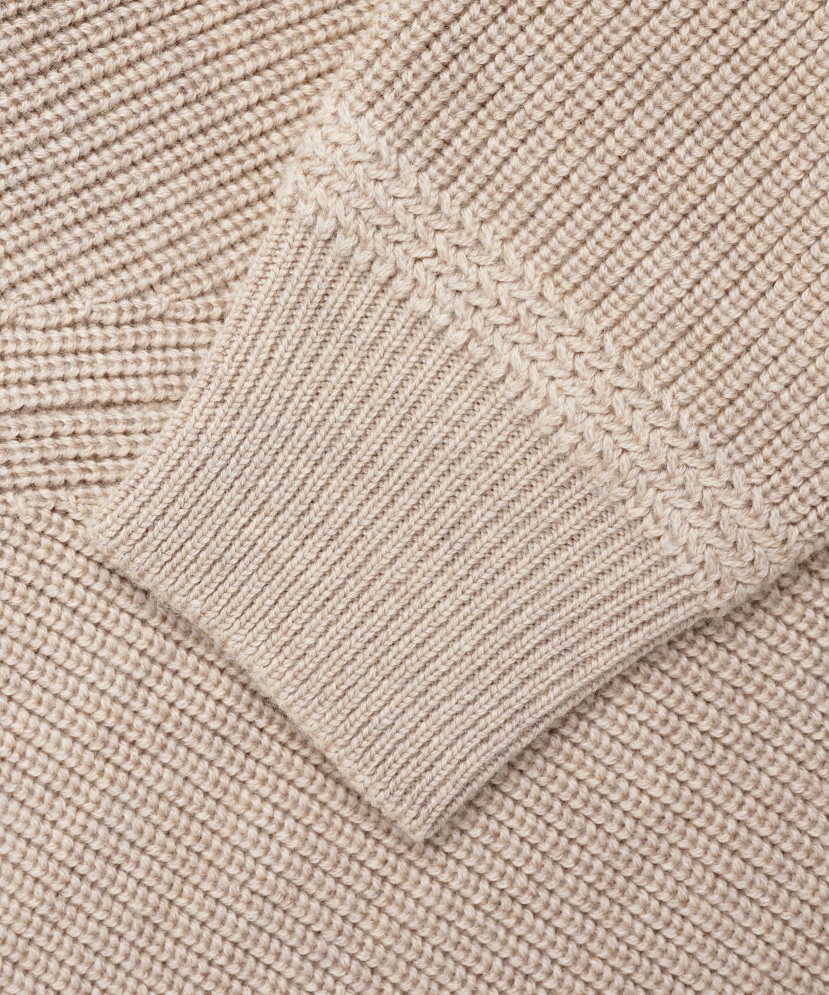SOCI3TY Heavy knit half - zip trui merinowol beige - THE SOCIETY SHOP