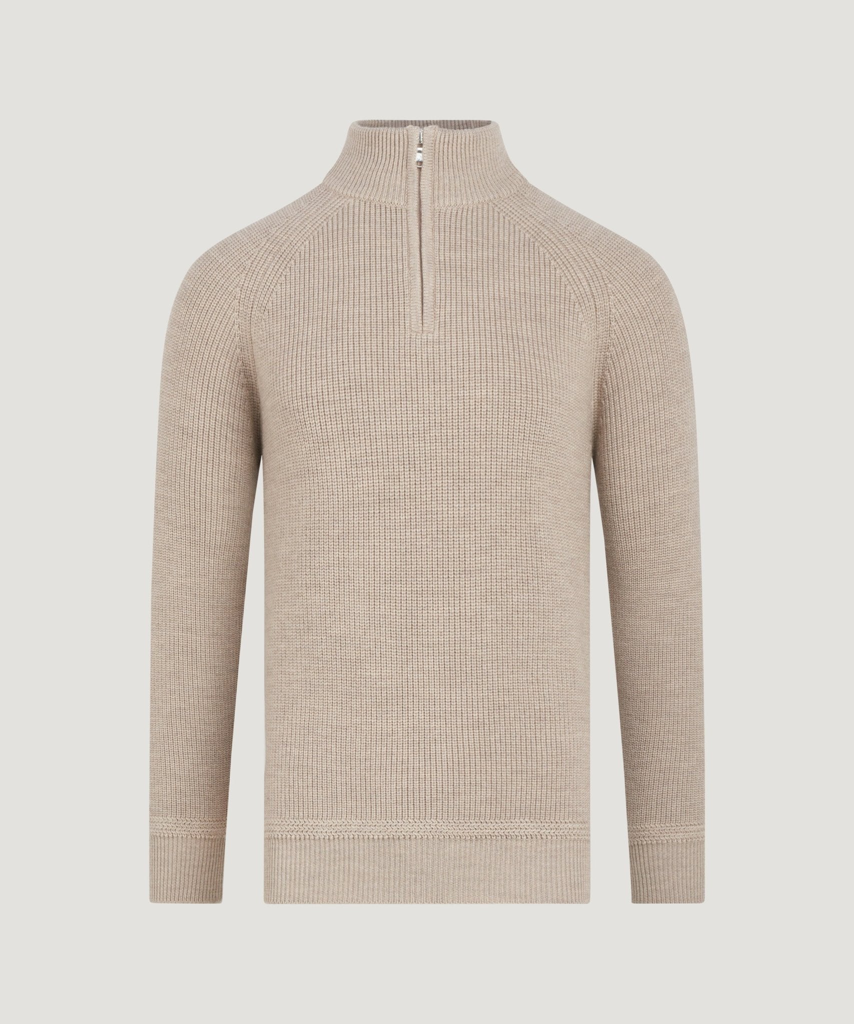SOCI3TY Heavy knit half - zip trui merinowol beige - THE SOCIETY SHOP